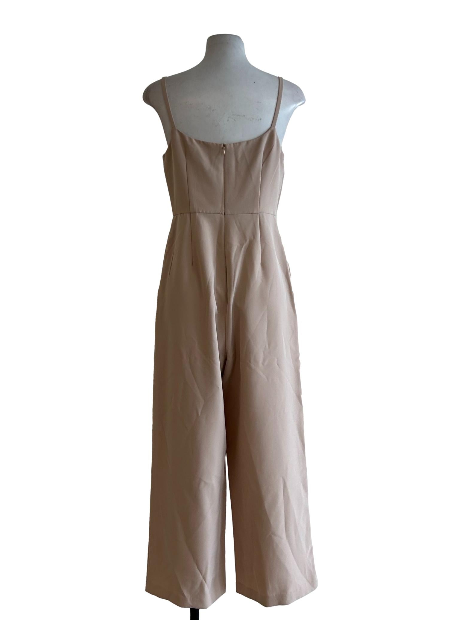 Nude Brown Spaghetti Strap Jumpsuit