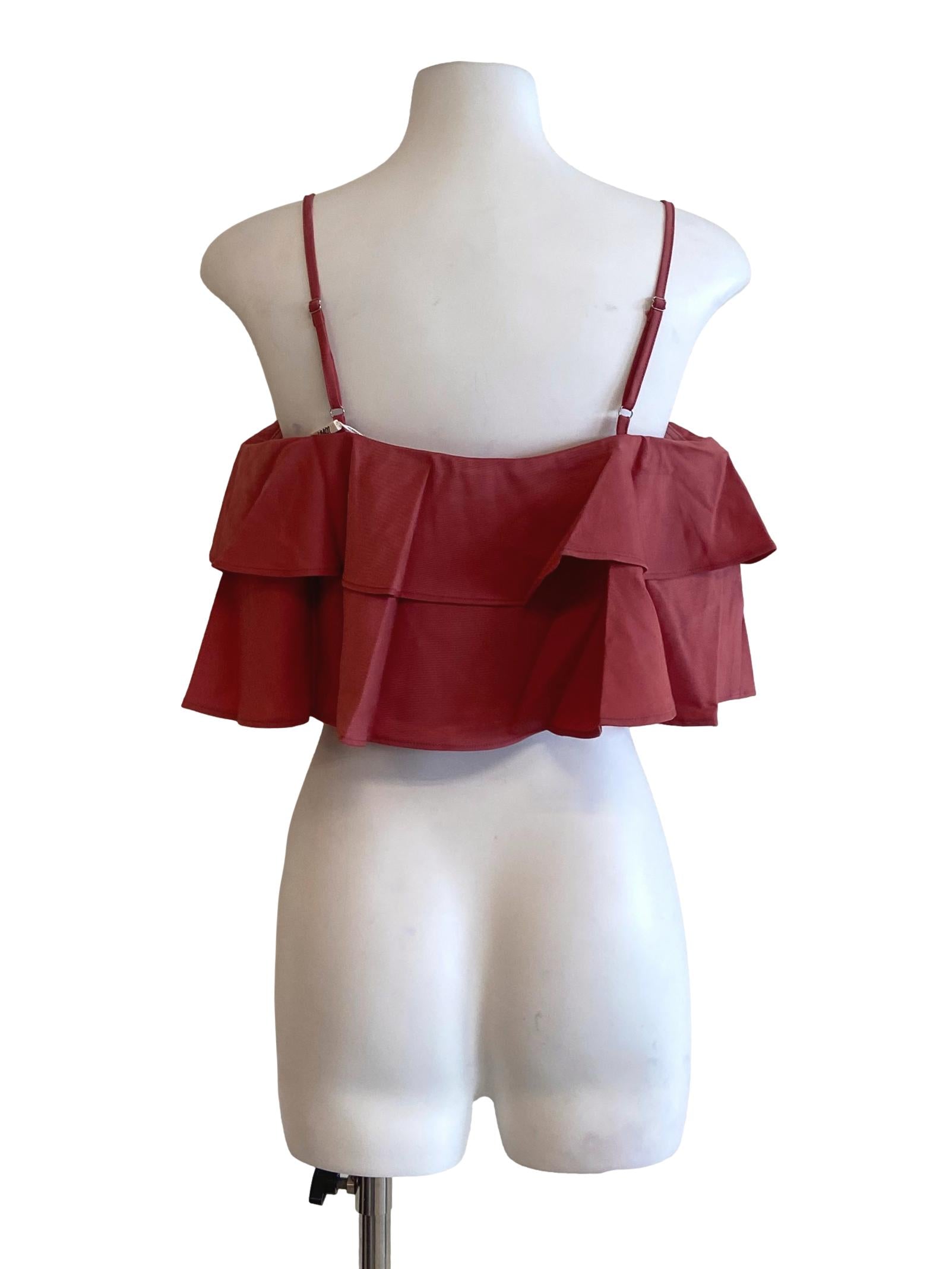 Strawberry Pink Sleeveless Ruffles Crop Top