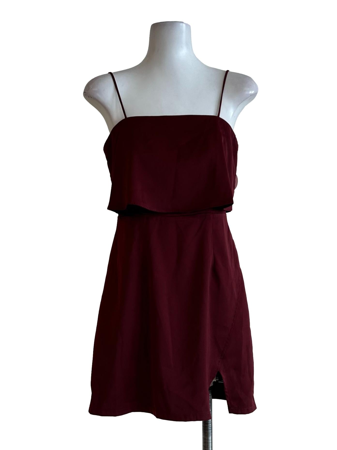 Red Wine Spaghetti Strap Mini Dress