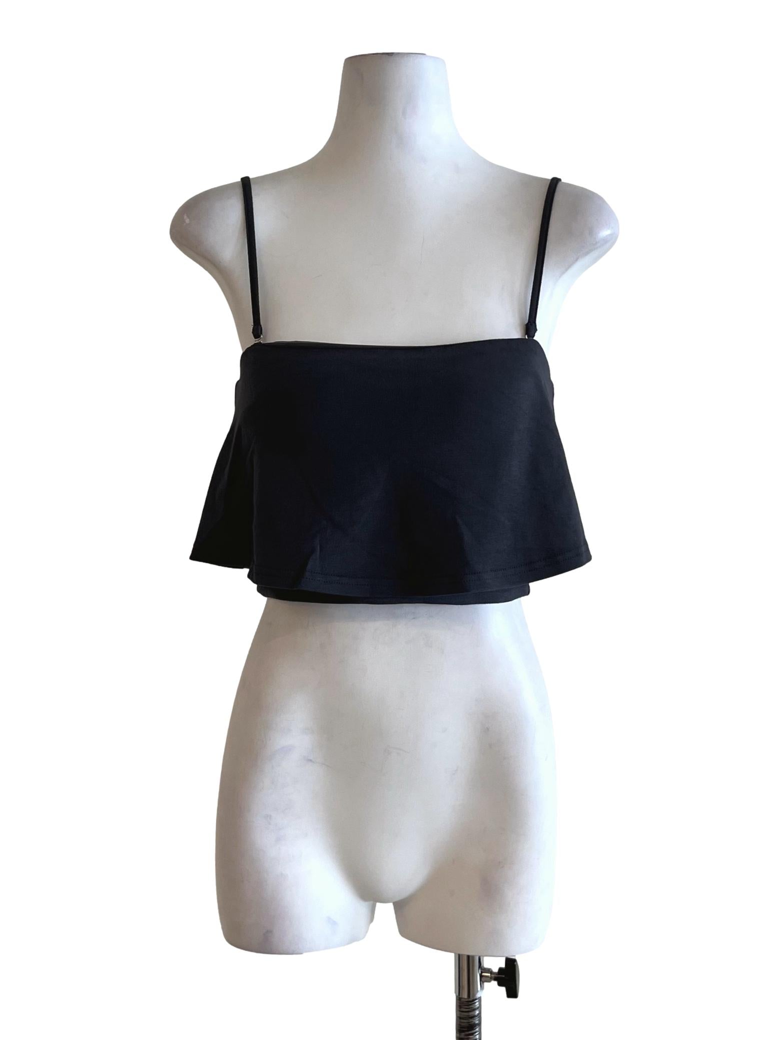 Dark Grey Spaghetti Strap Cropped Top