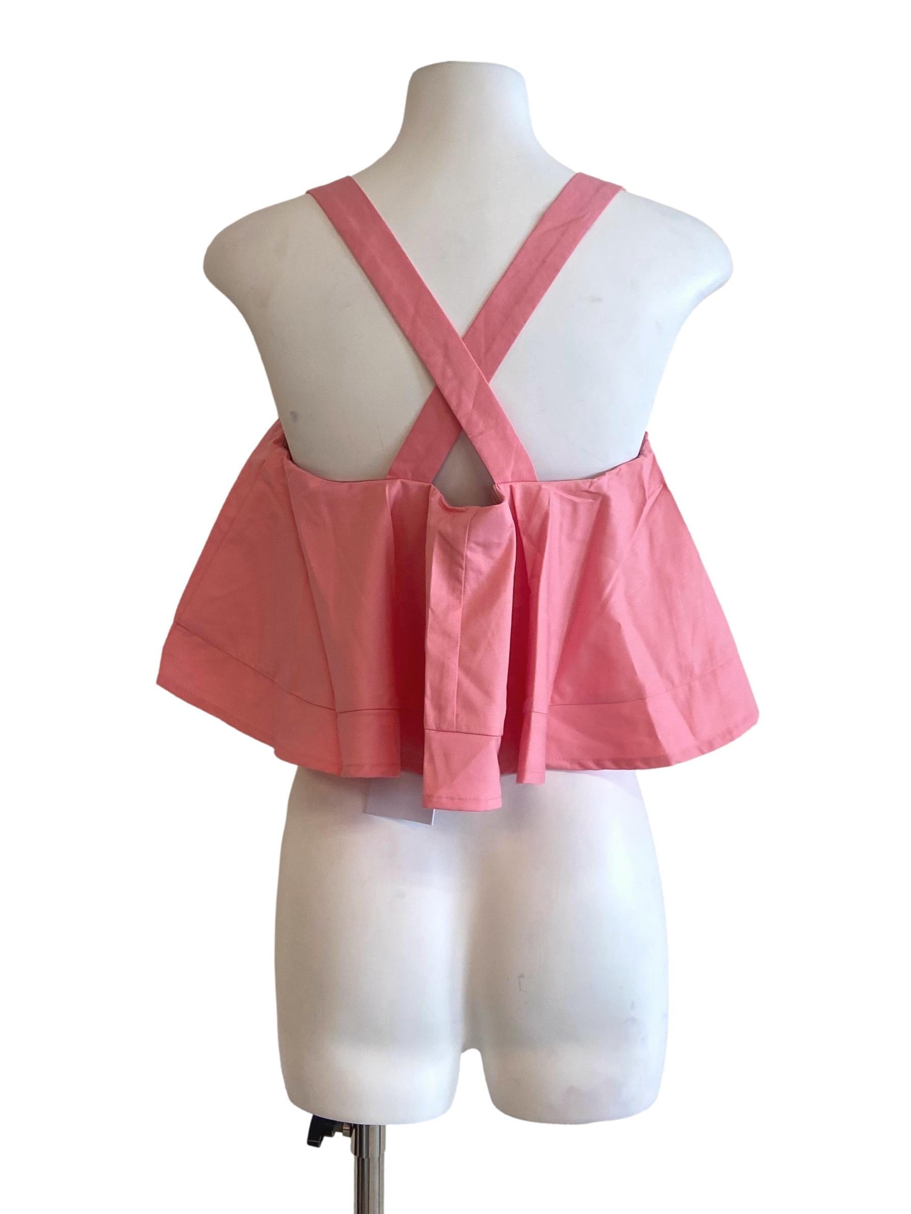 Bubblegum Pink Sleeveless Ruffle Crop Top