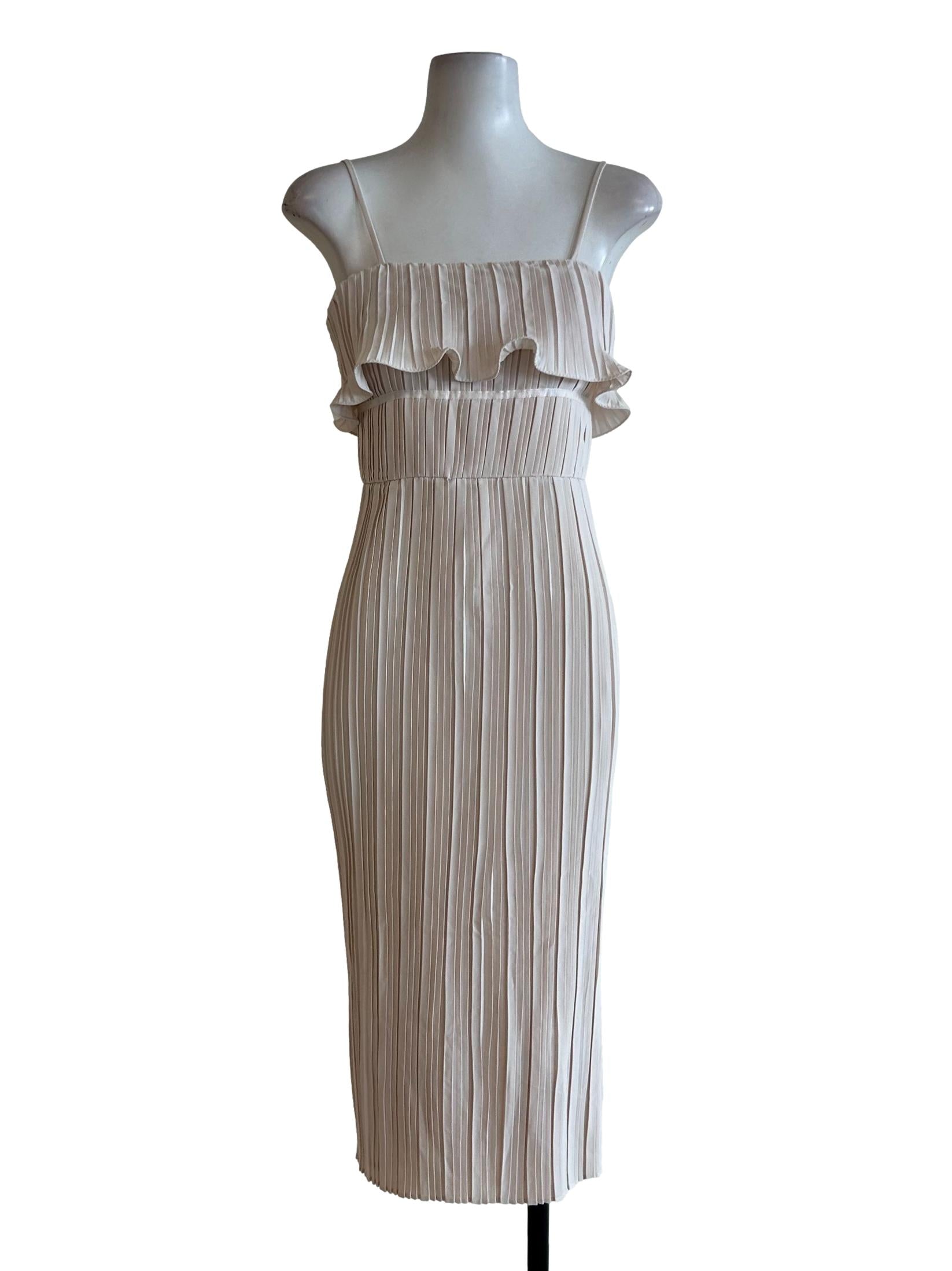 Ivory White Pleated Peplum Dress