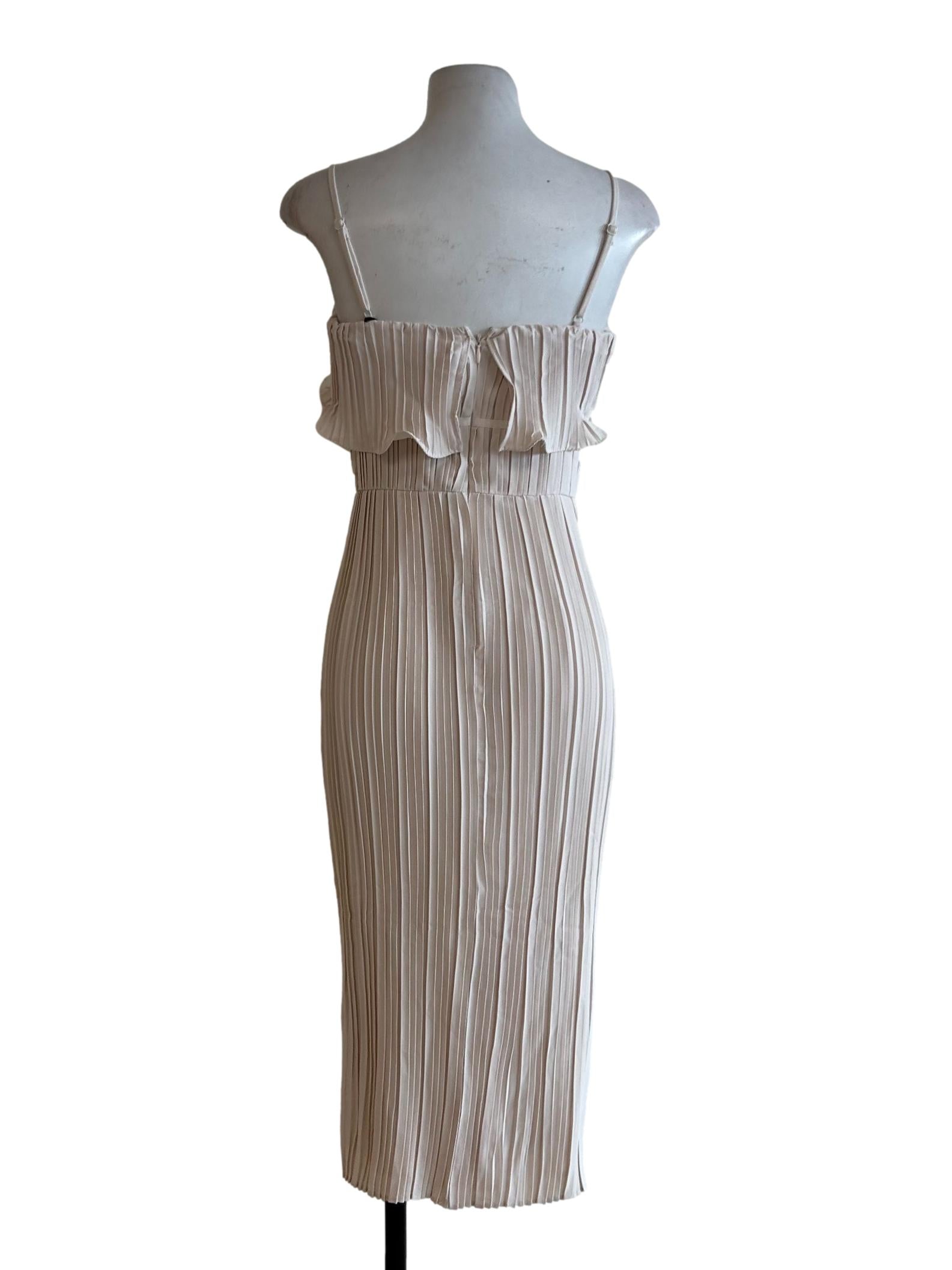 Ivory White Pleated Peplum Dress