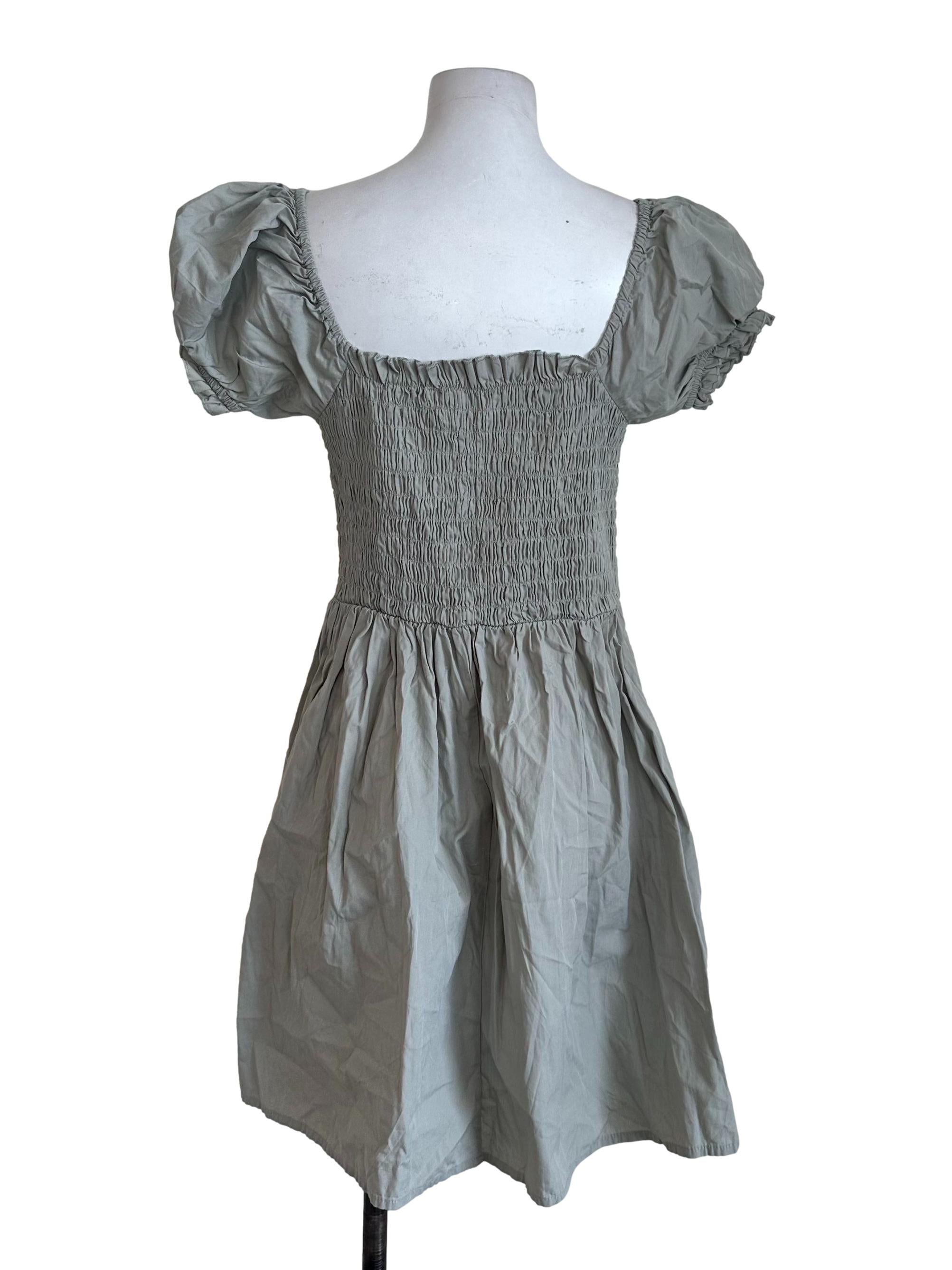 Ash Green Square Neck A Line Dress