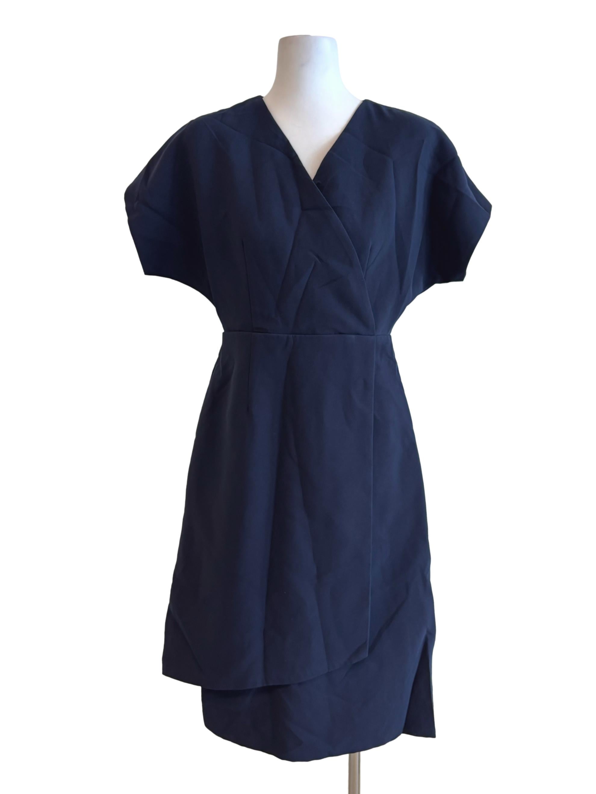 Navy Blue Kimono Sleeve A-Line Dress LB