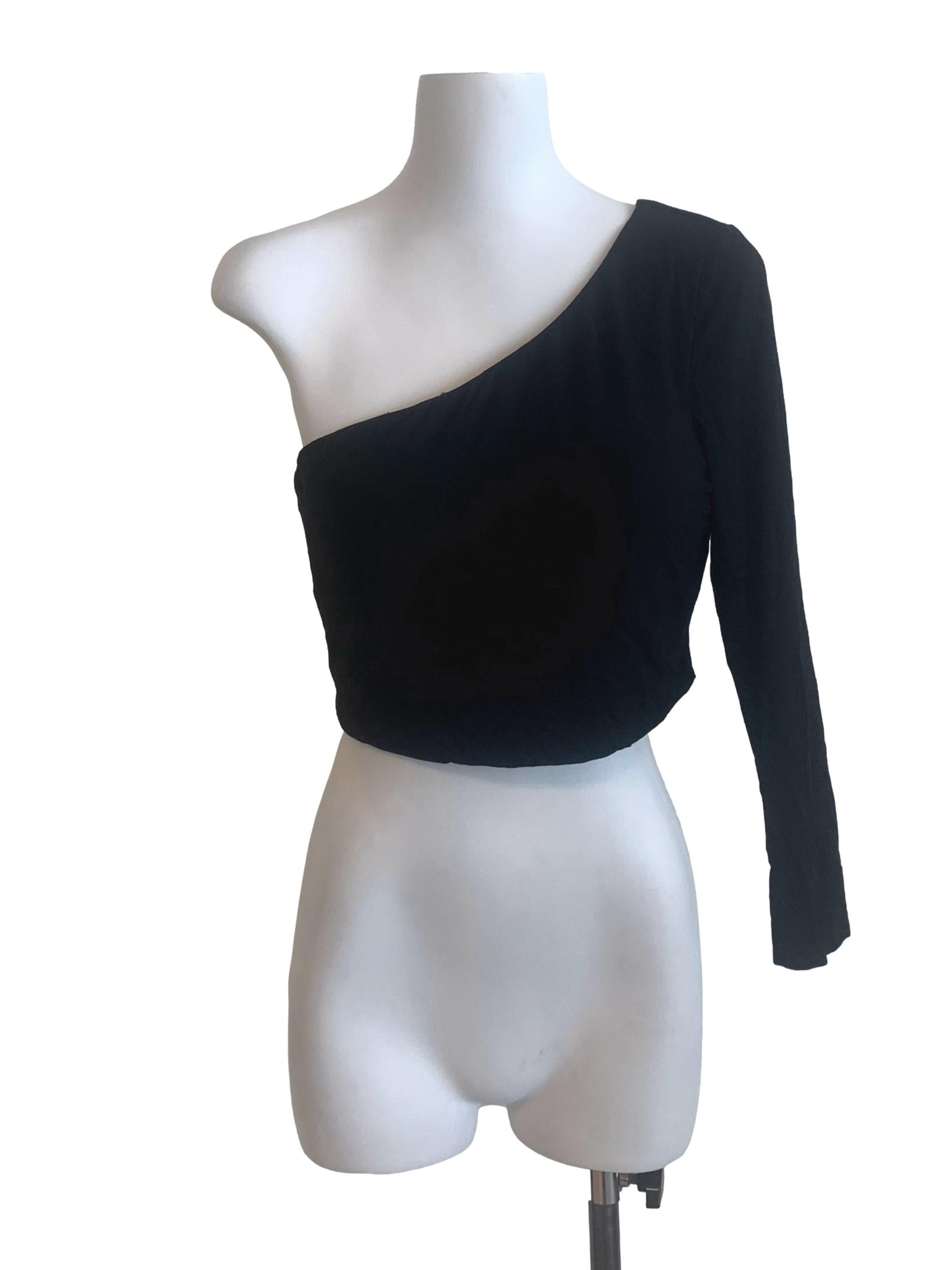Black Asymmetric Long Sleeve Top TTR