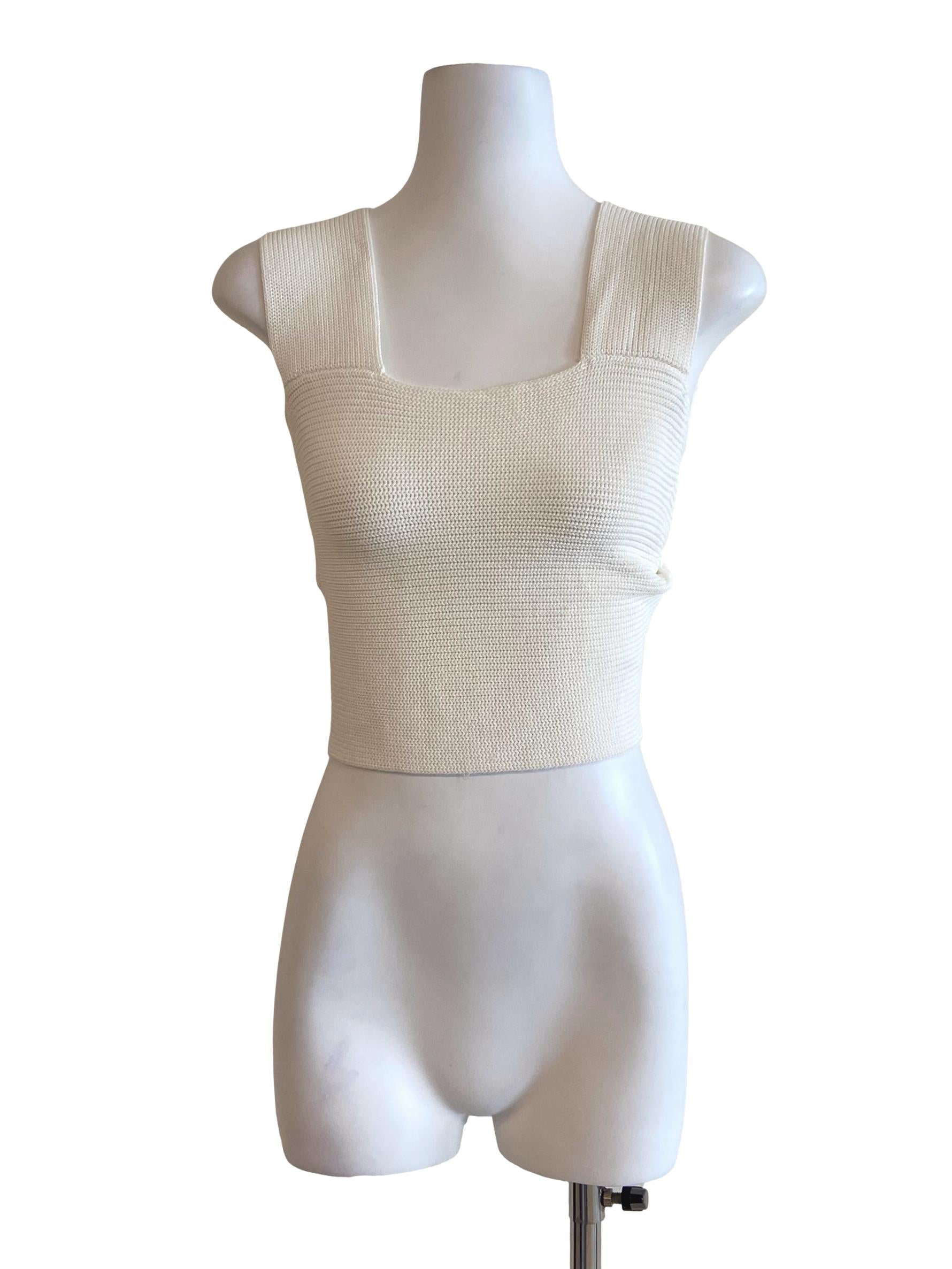 White Sleeveless Crop Top LB