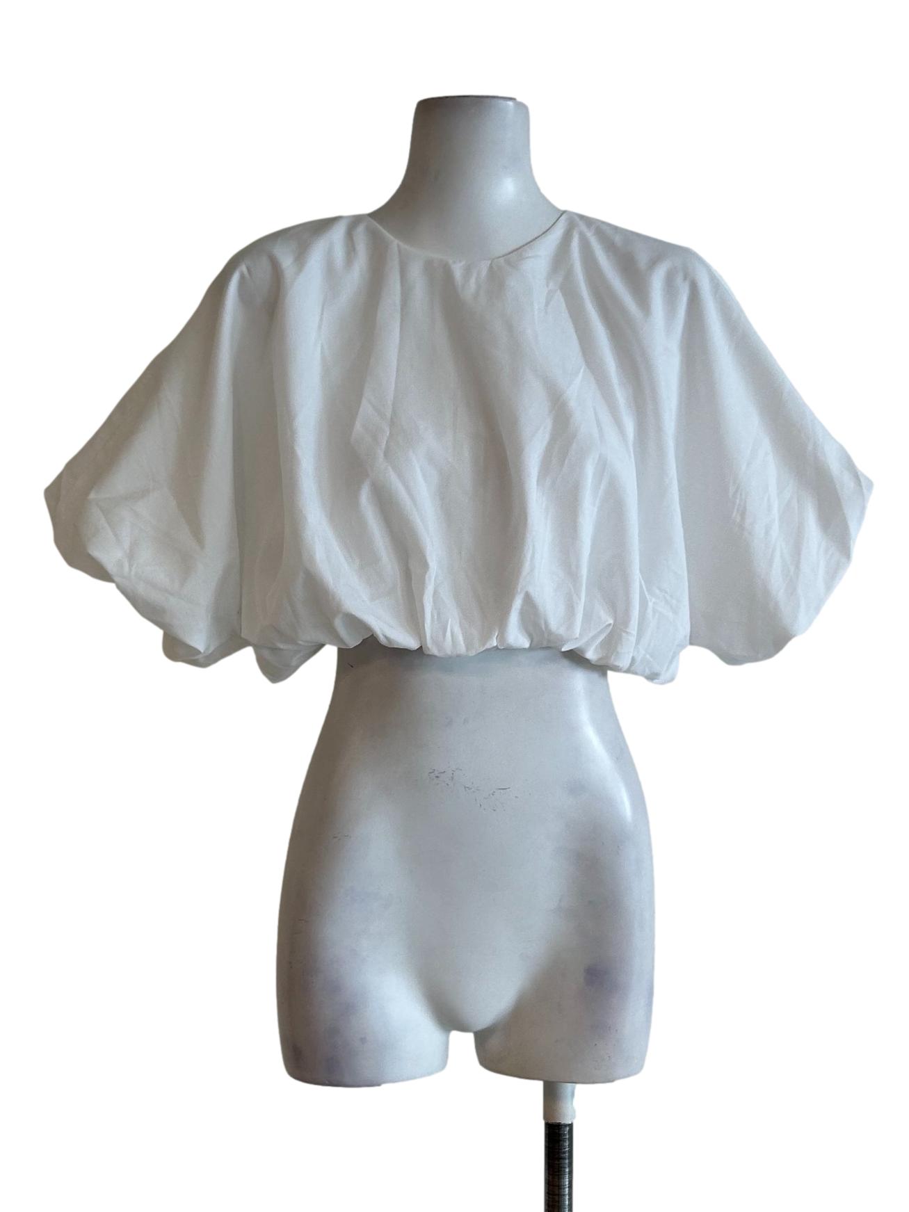 White Balloon Cropped Top