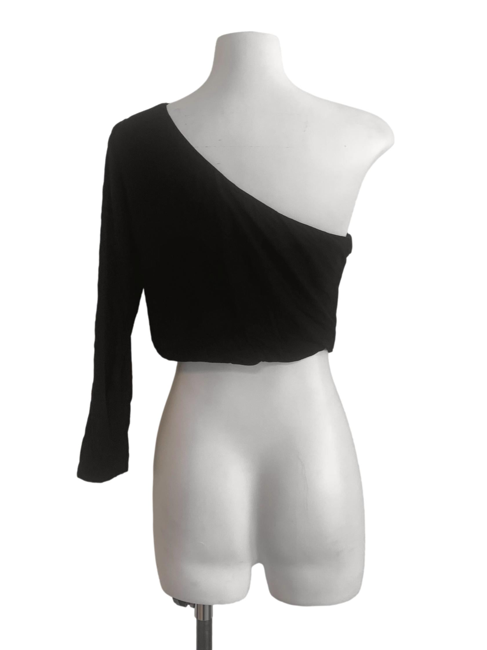 Black Asymmetric Long Sleeve Top TTR