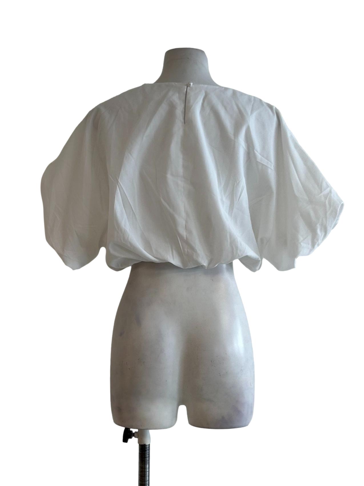 White Balloon Cropped Top