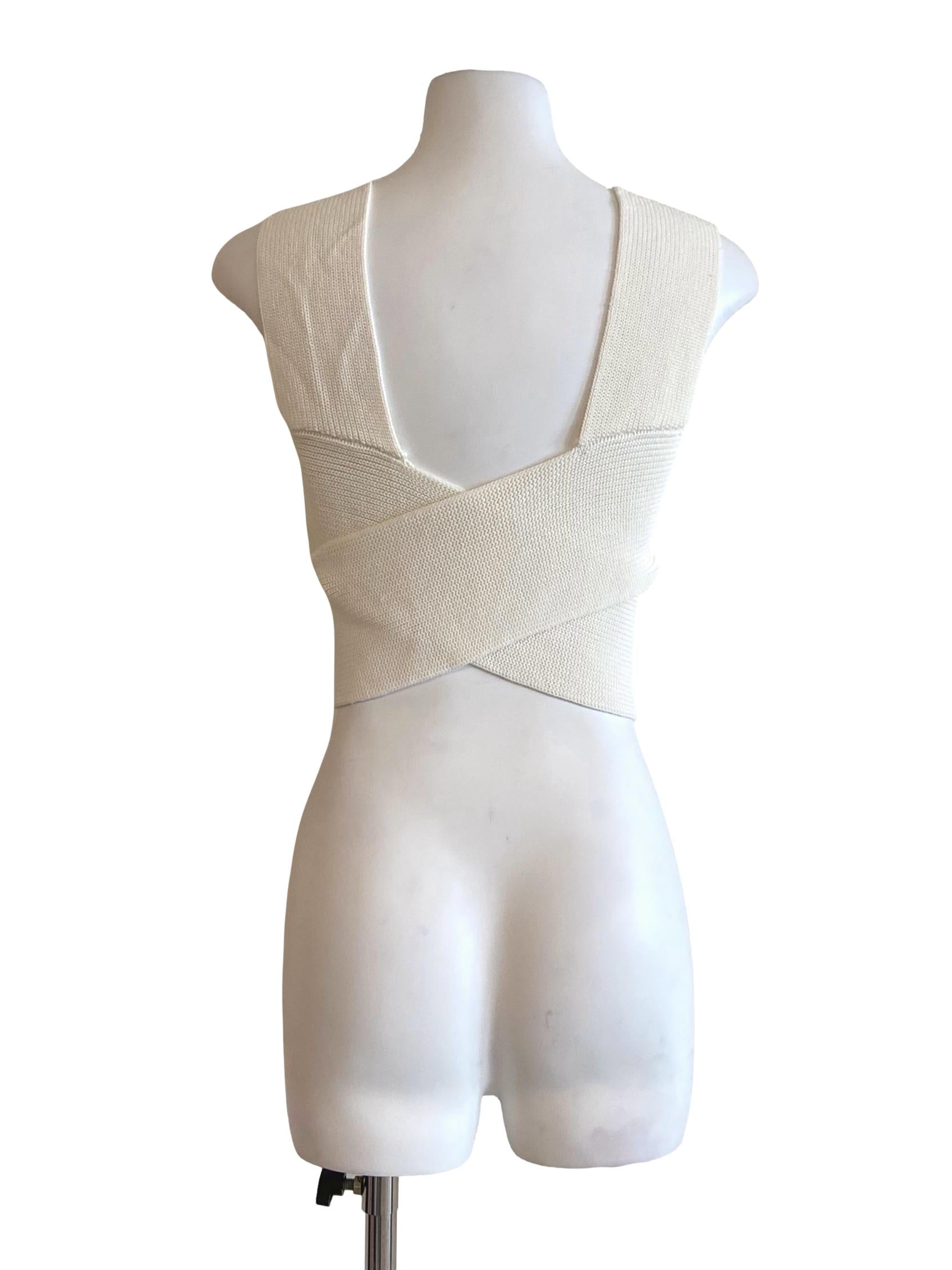 White Sleeveless Crop Top LB