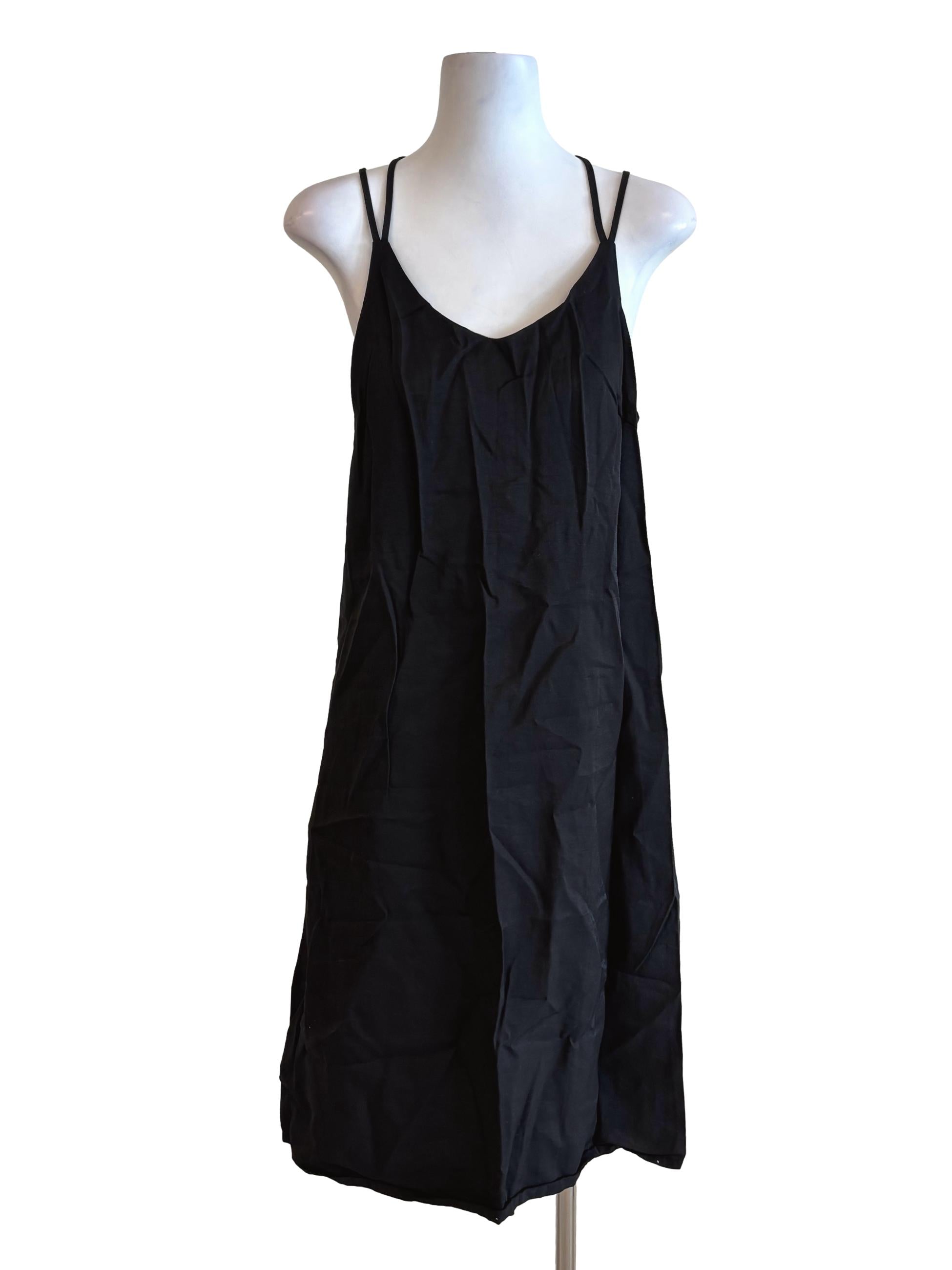 Jet Black Double Strap Slip Dress TEM