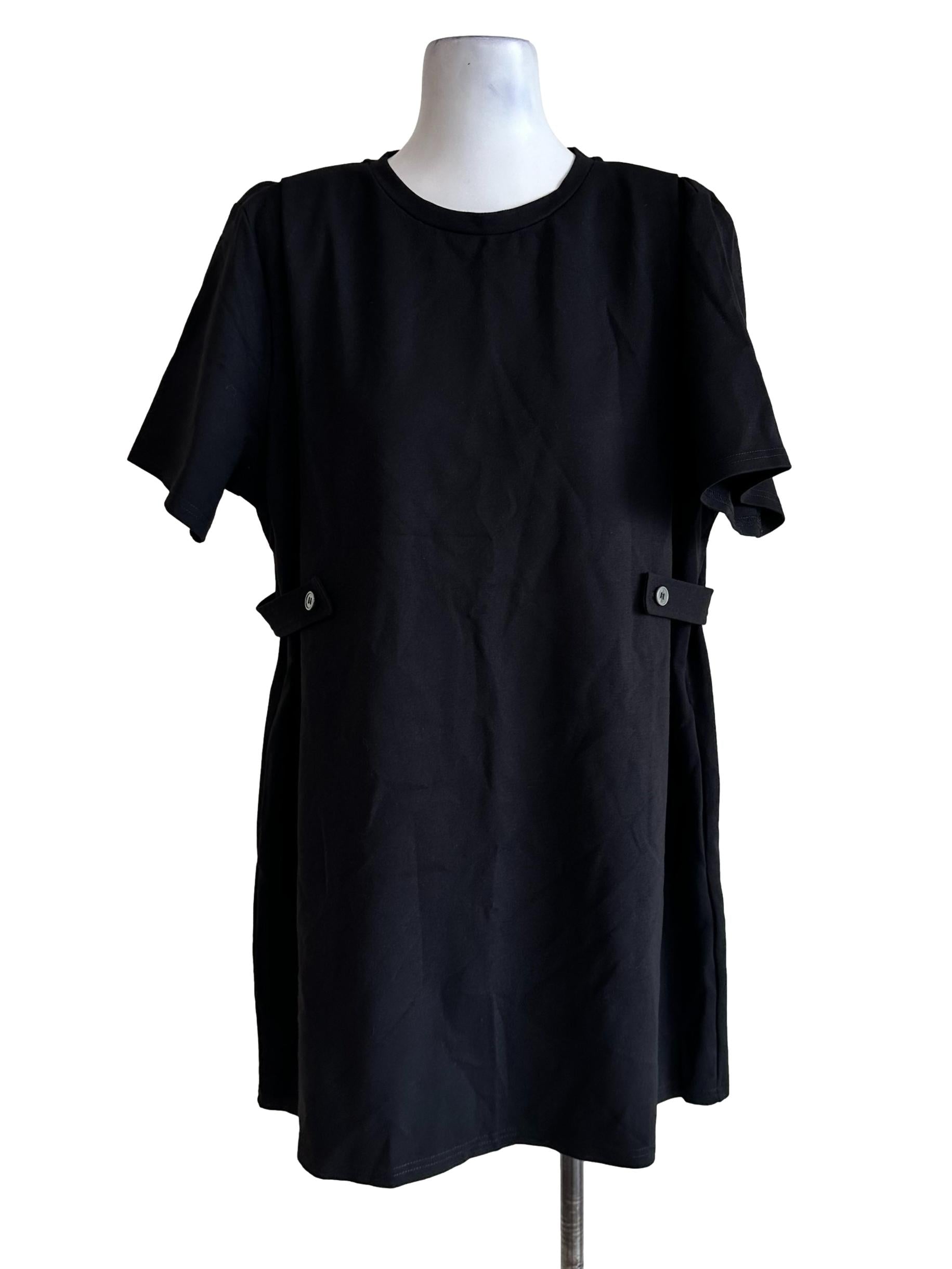 Black Round Neck Mini Dress