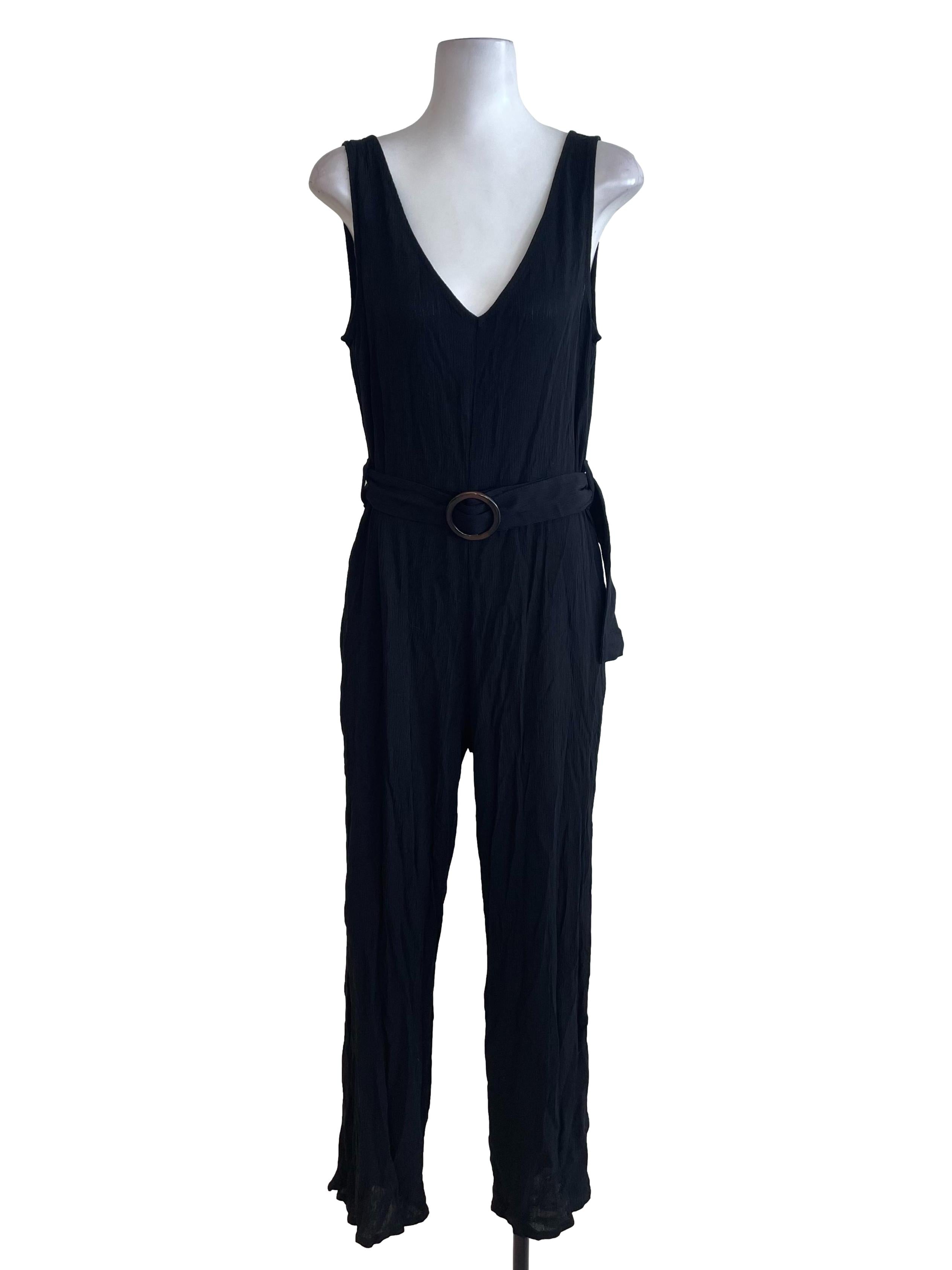 Black Creased Tank Top Jumpsuit