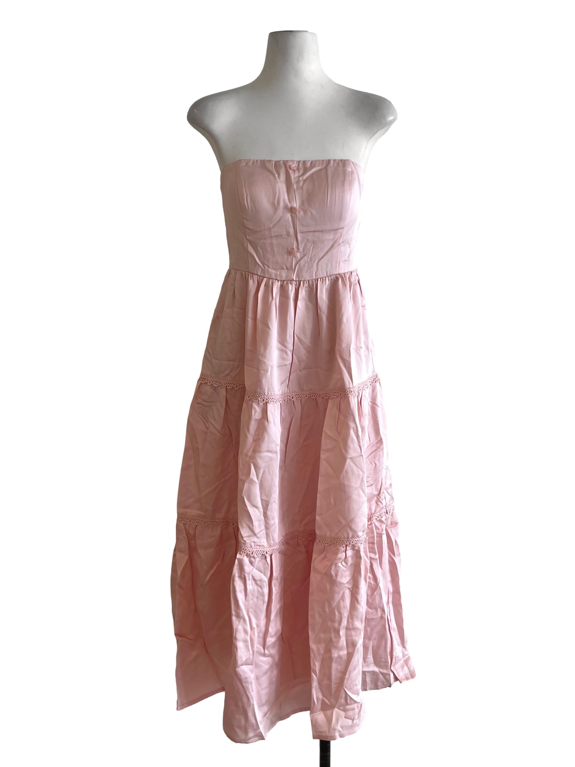 Blush Pink Strapless A-Line Dress