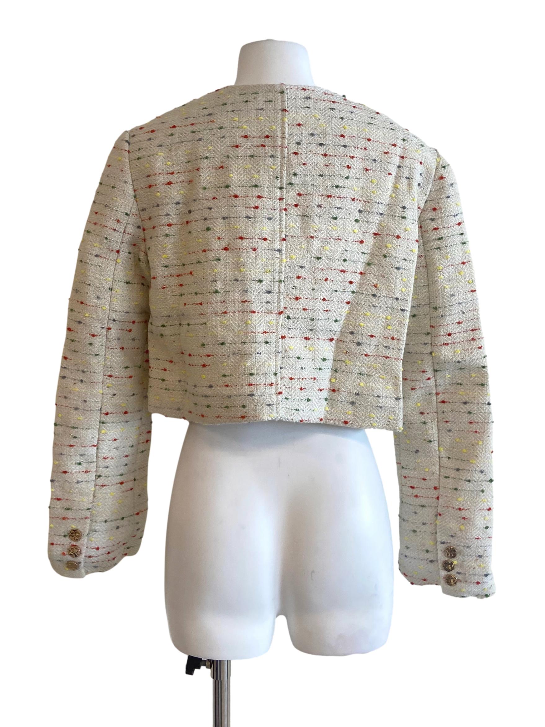 White & Colourful Button Down Blazer LB