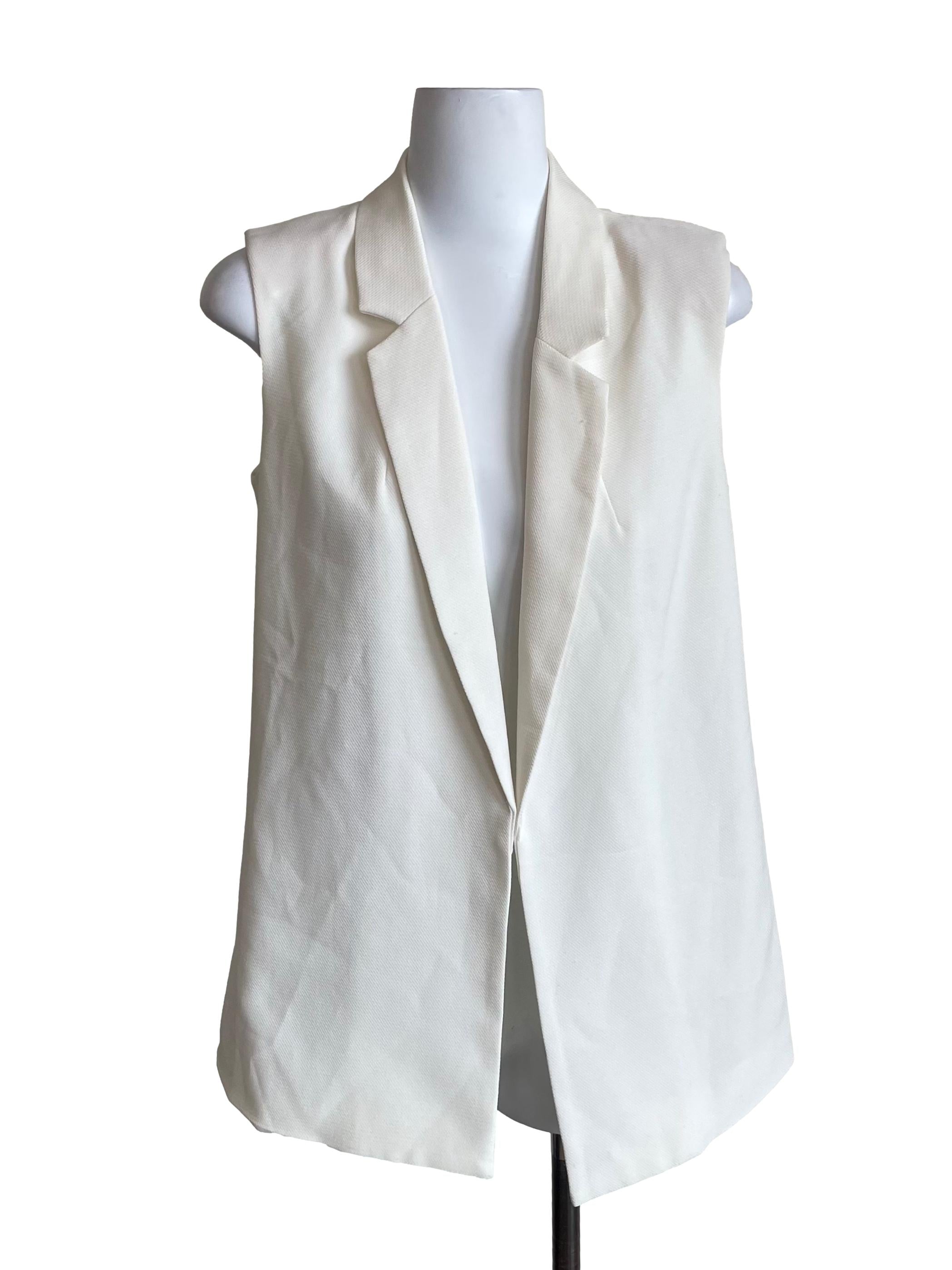 White Open Front  Suit Vest