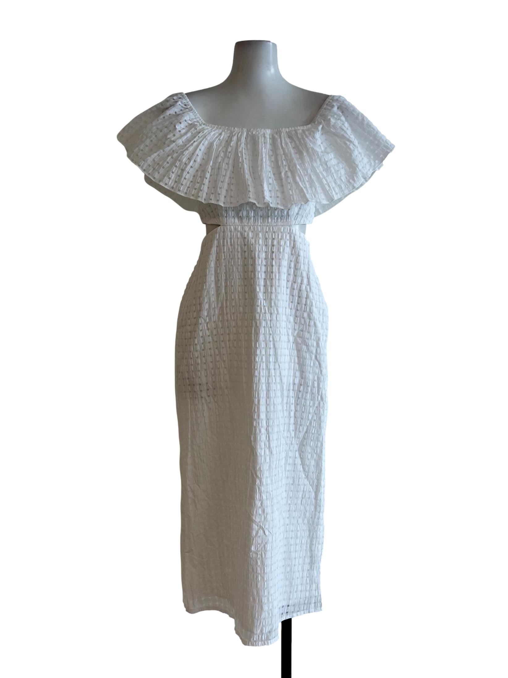 White Textured Cut Out Dress