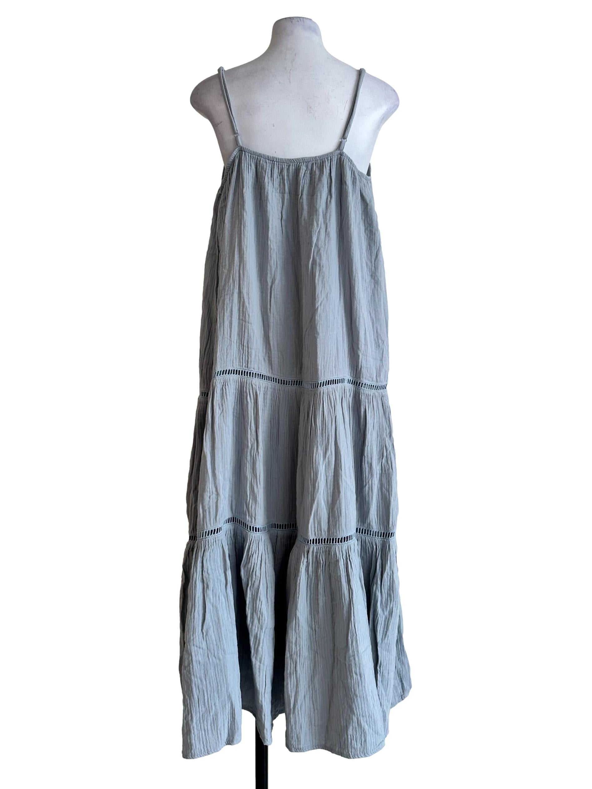 Stone Blue Cotton Maxi Dress