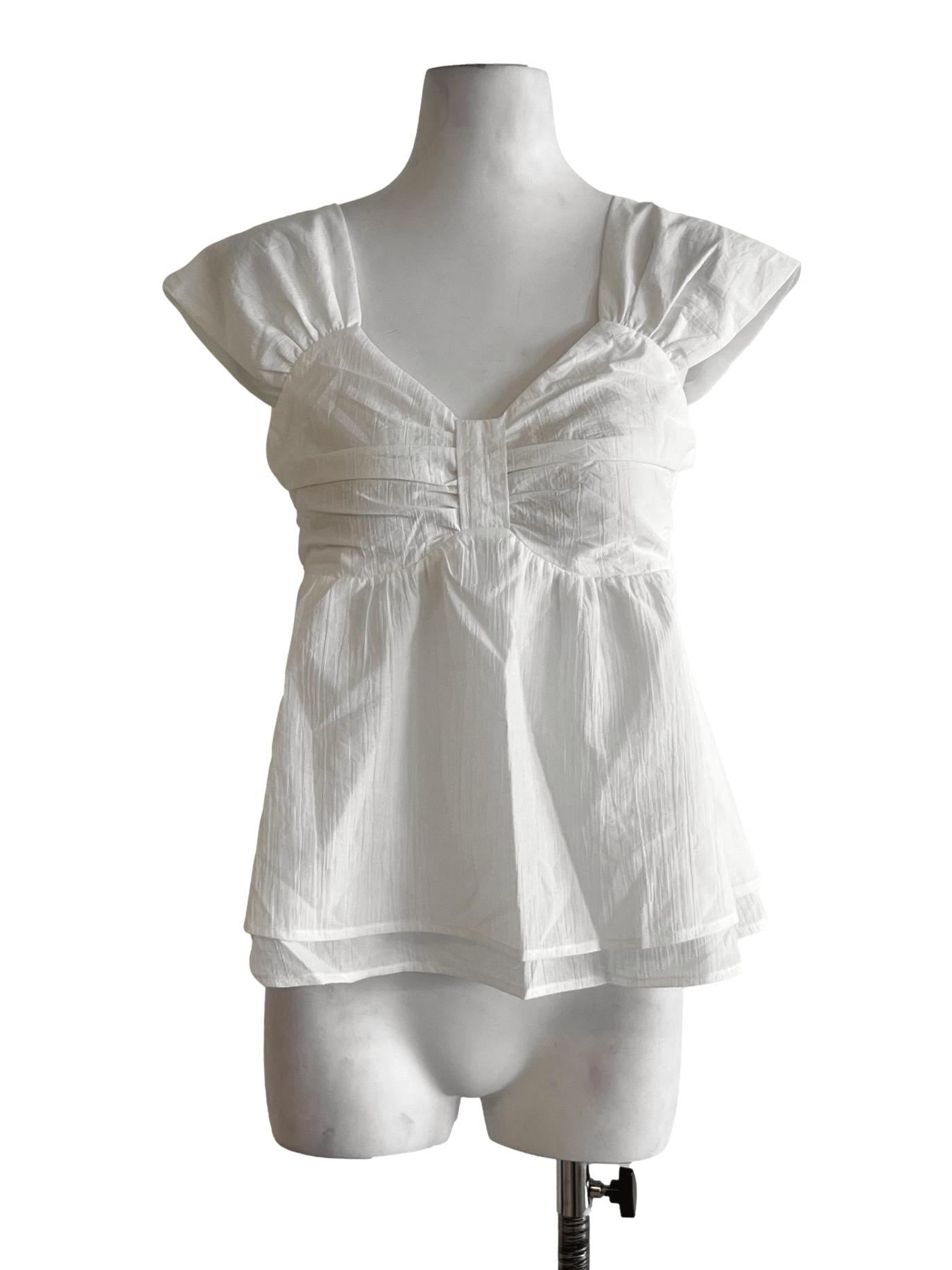 White Scoop Neckline Blouse