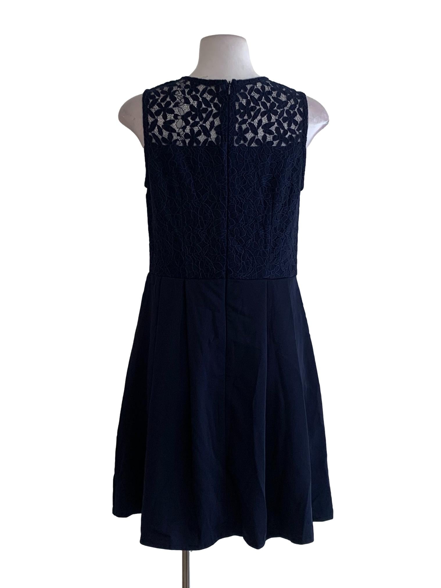 Navy Blue Lace Empire Dress