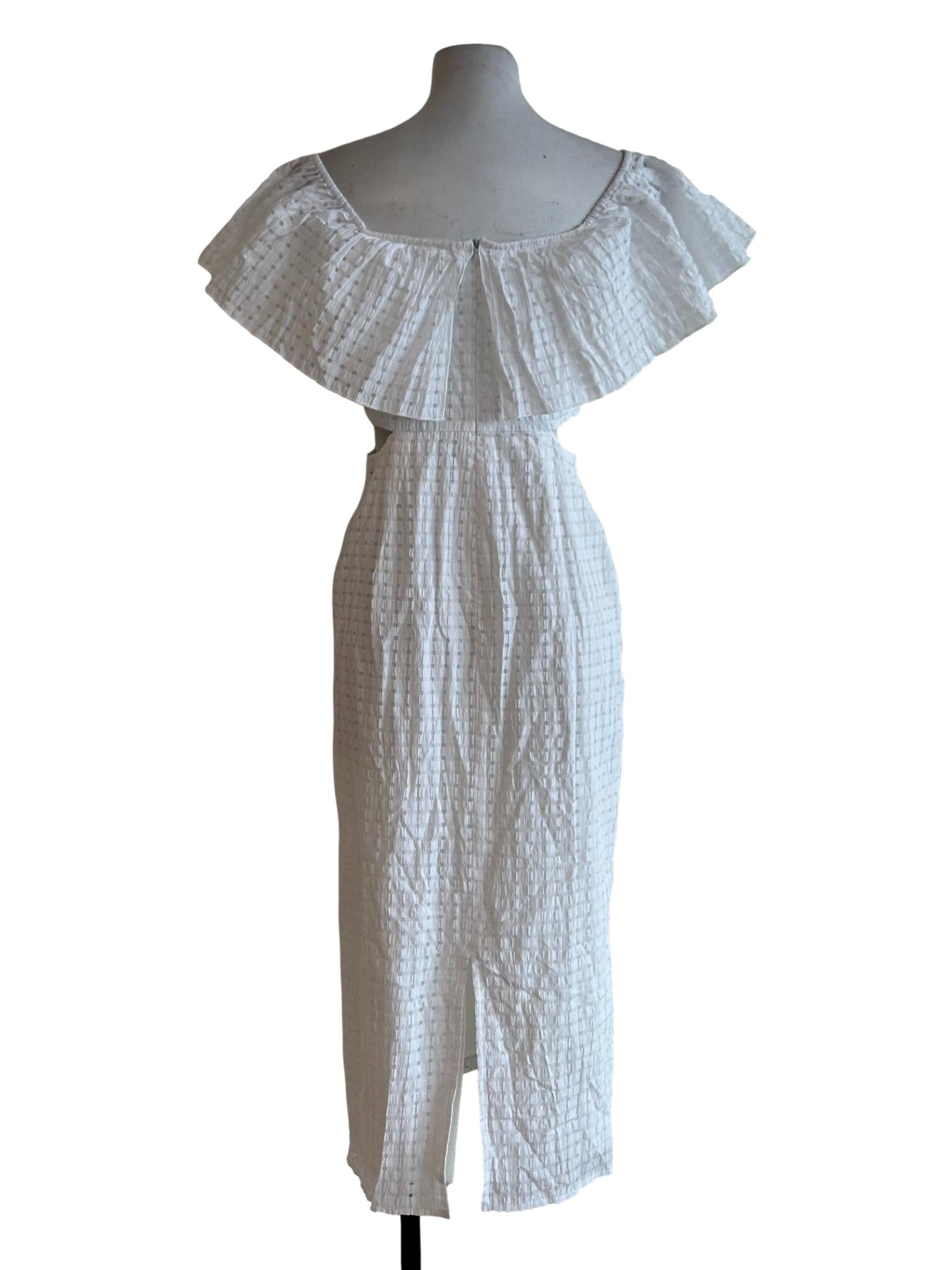 White Textured Cut Out Dress