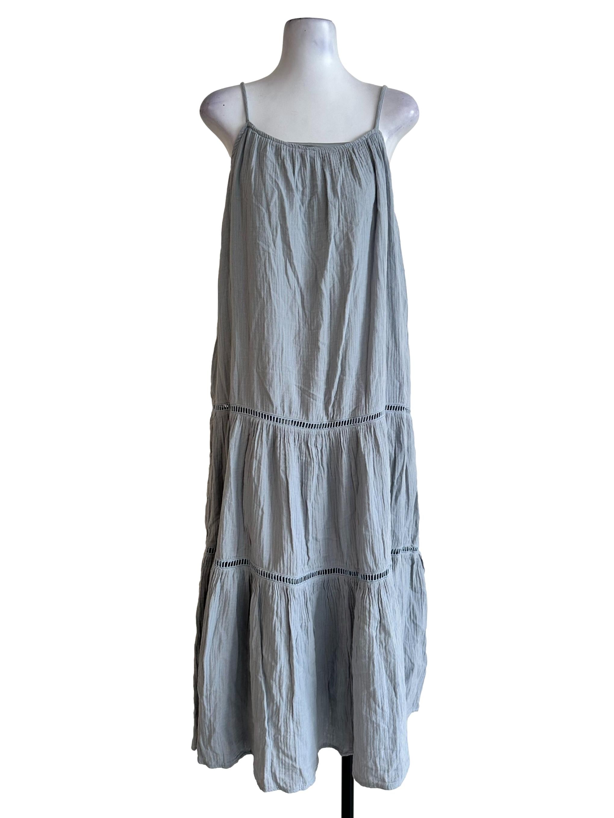 Stone Blue Cotton Maxi Dress