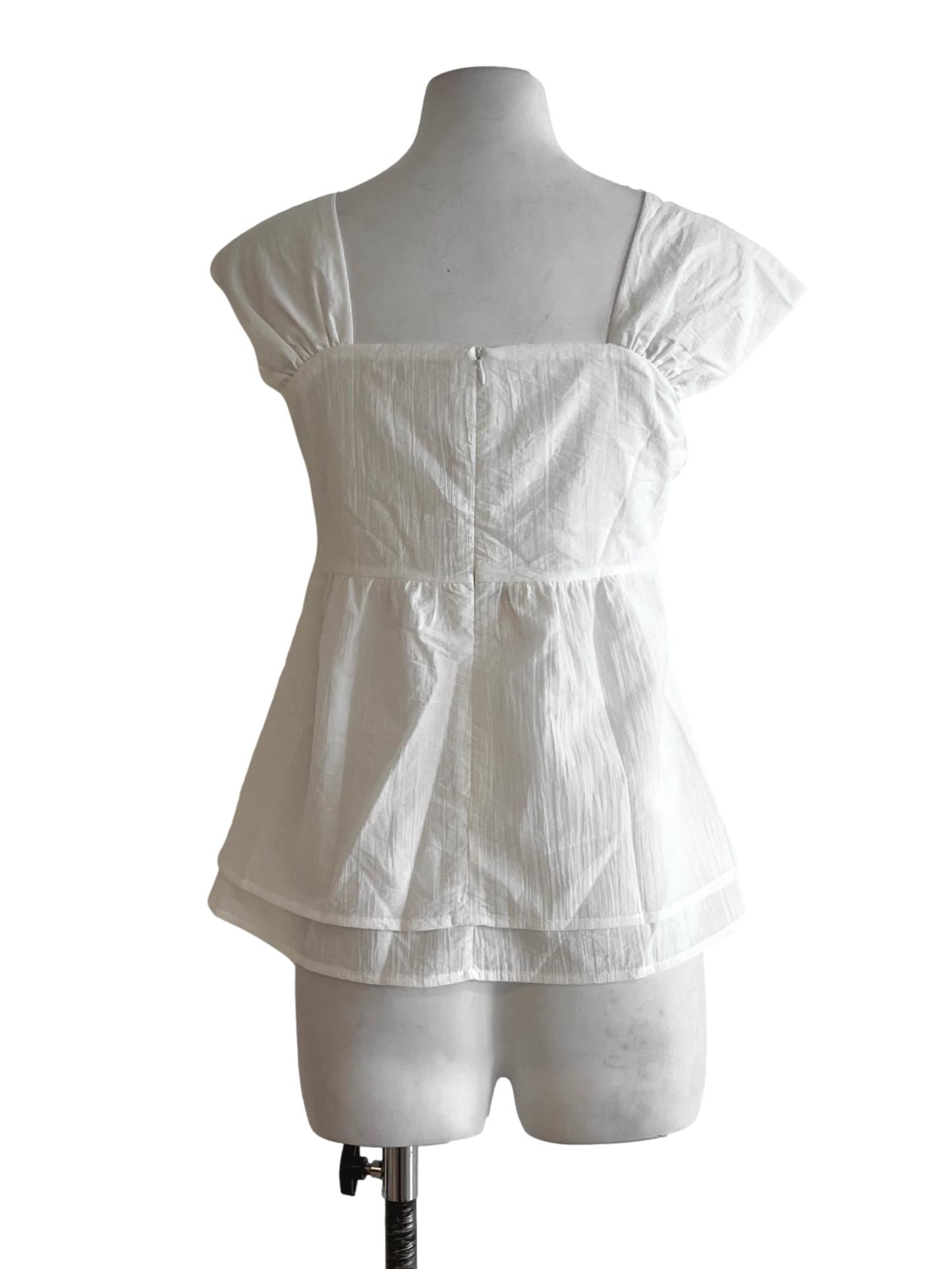 White Scoop Neckline Blouse