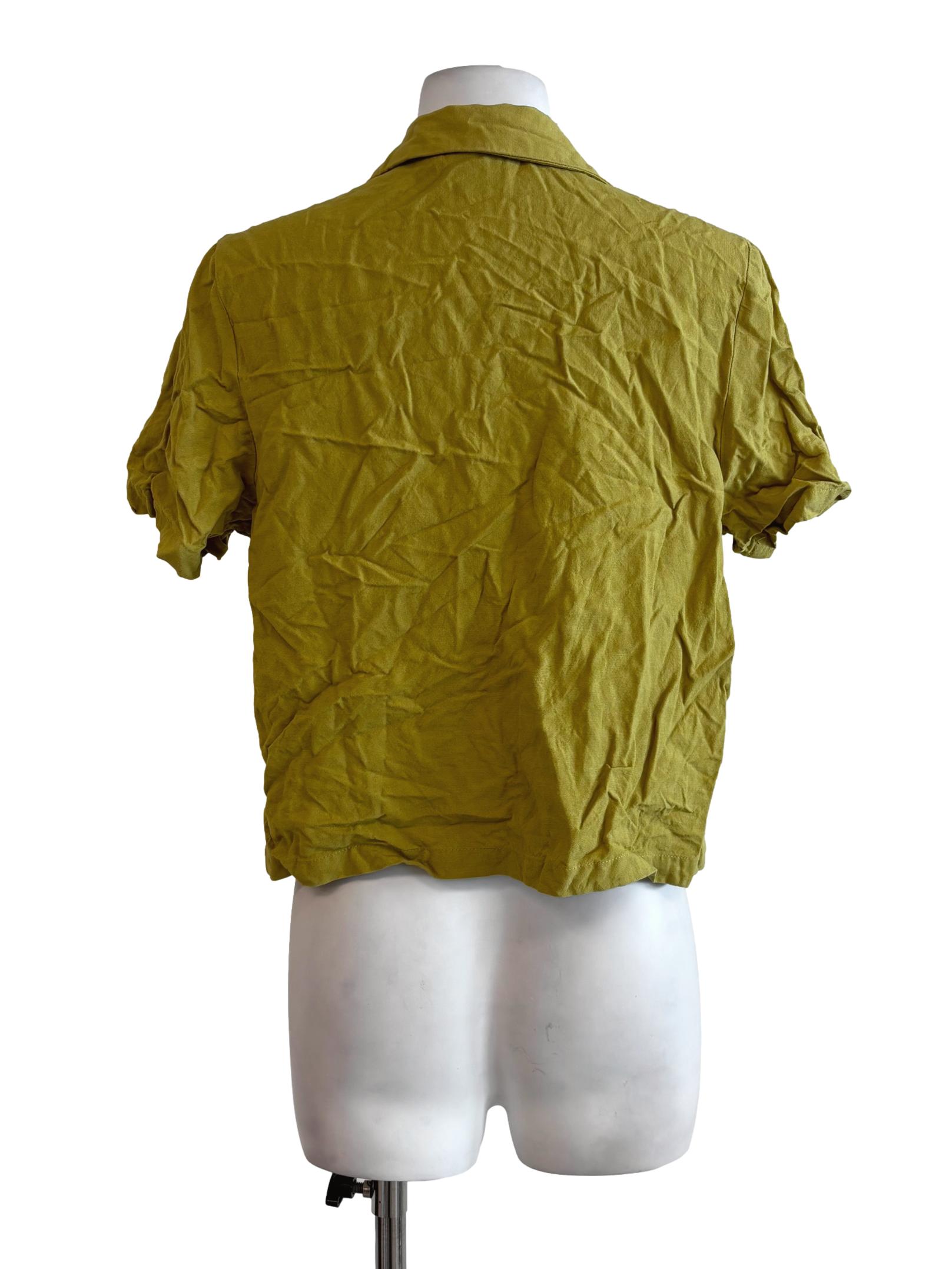 Yellowish Green Short Sleeve Ribbon Top LB