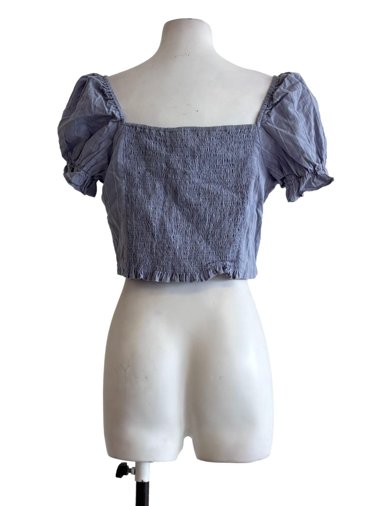 Blue Crop Baby Doll Top