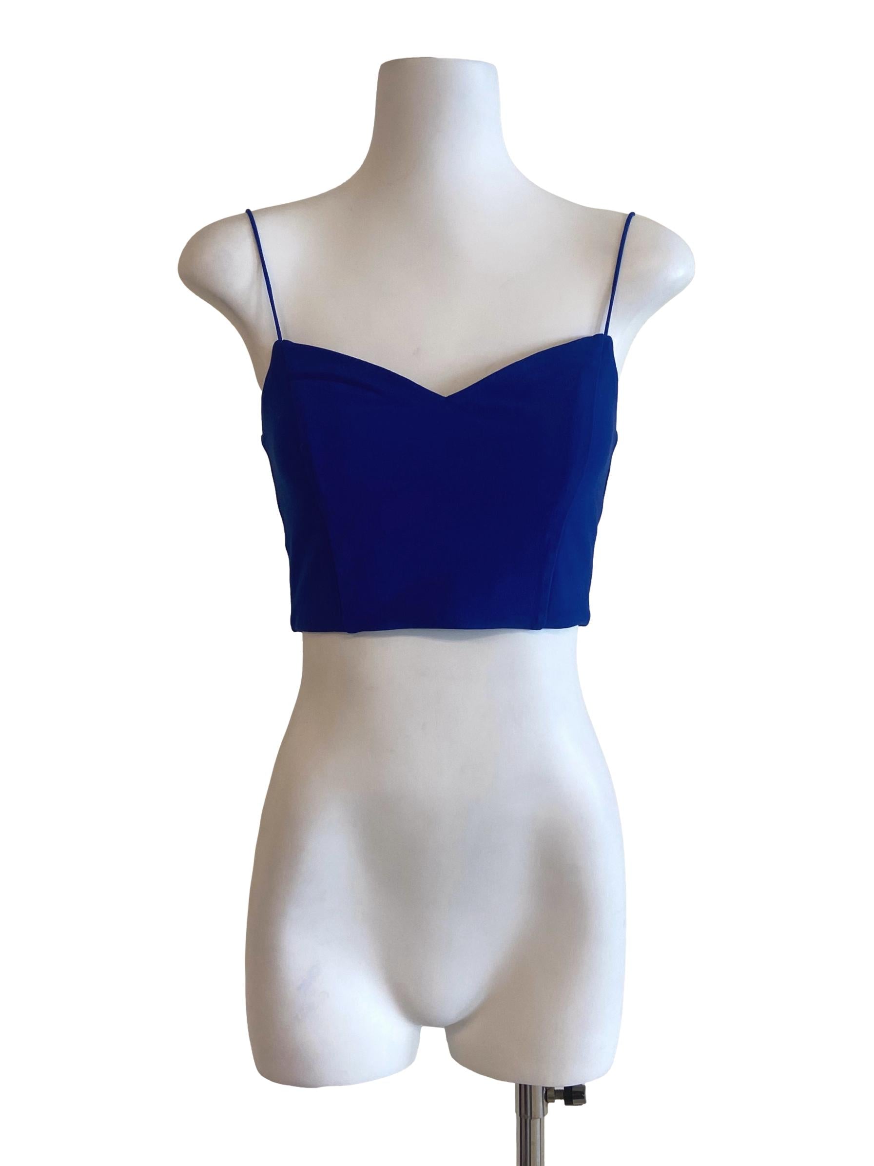 Cobalt Blue Spaghetti Straps Crop Tops
