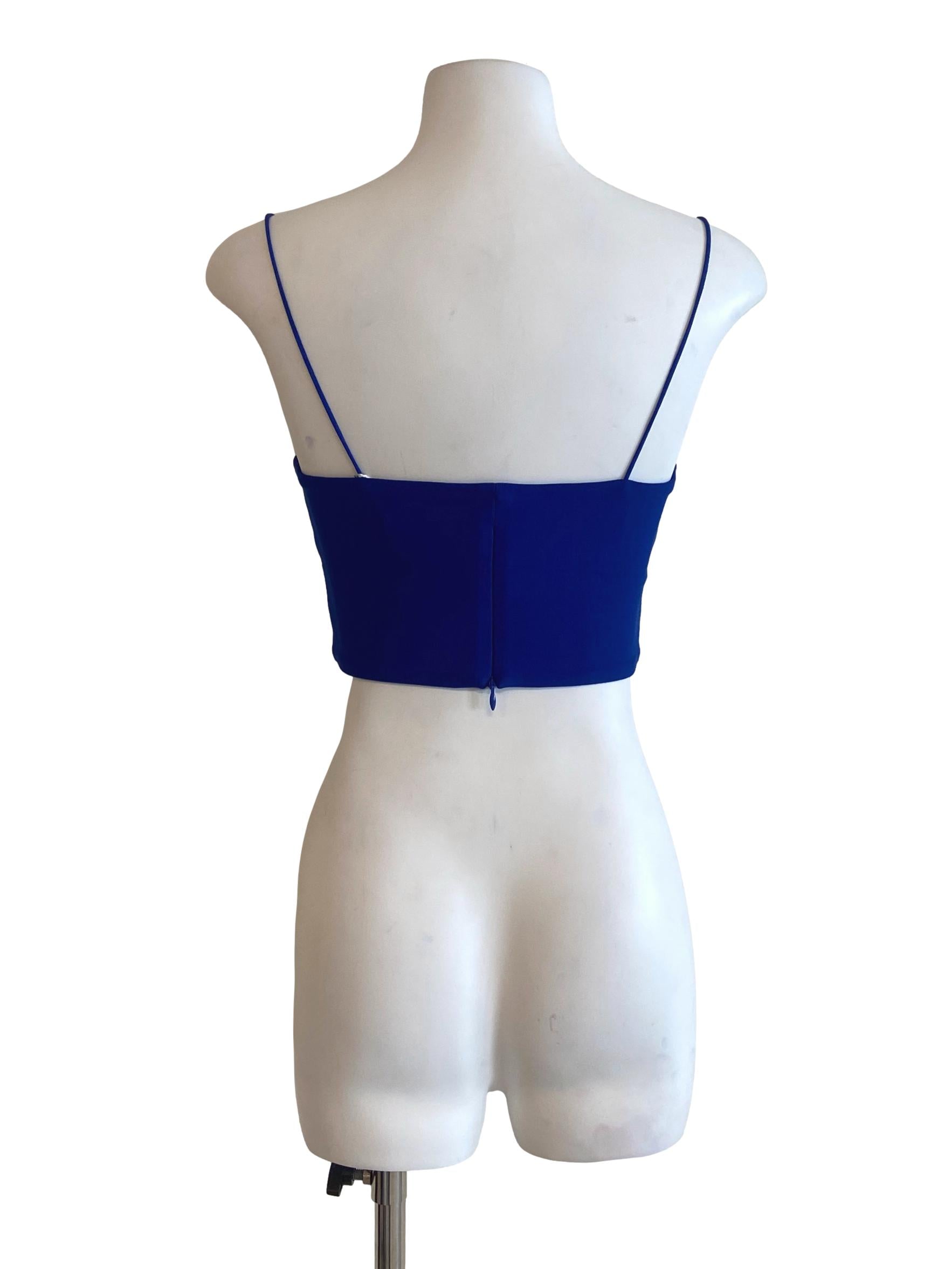 Cobalt Blue Spaghetti Straps Crop Tops
