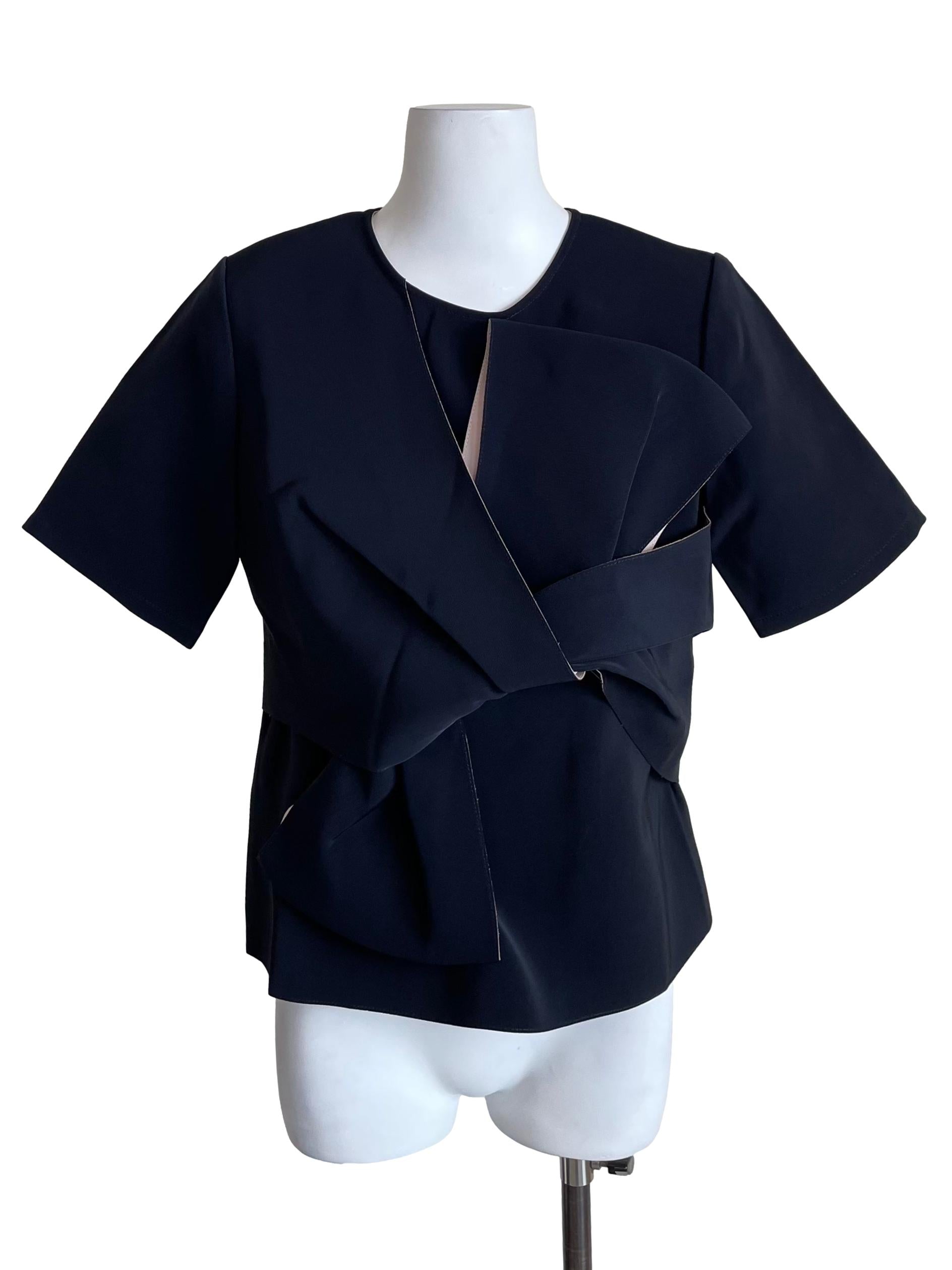 Deep Navy Tie Bow Square Top