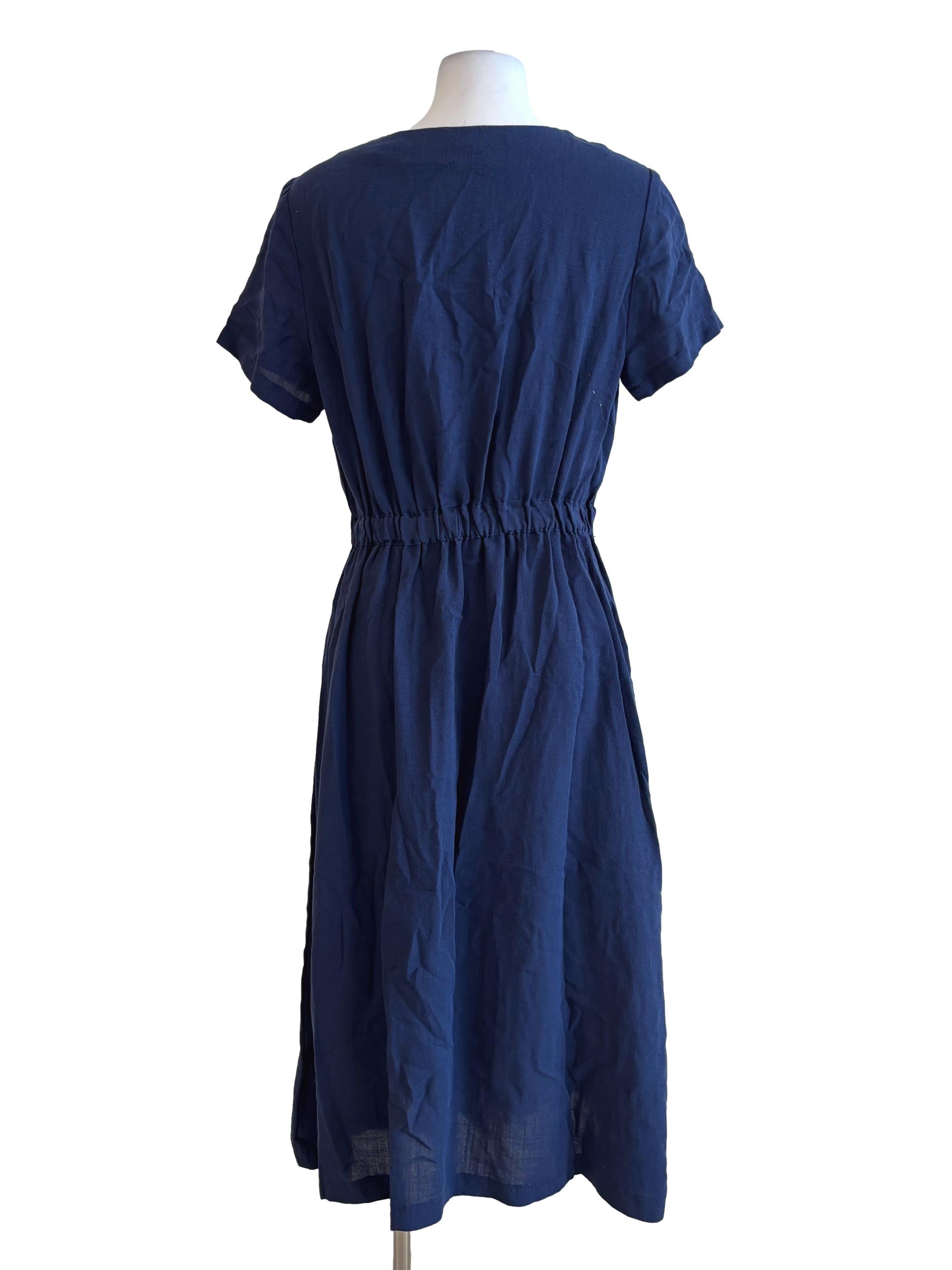 Egyptian Blue Short Sleeve Buttoned Dress TWL