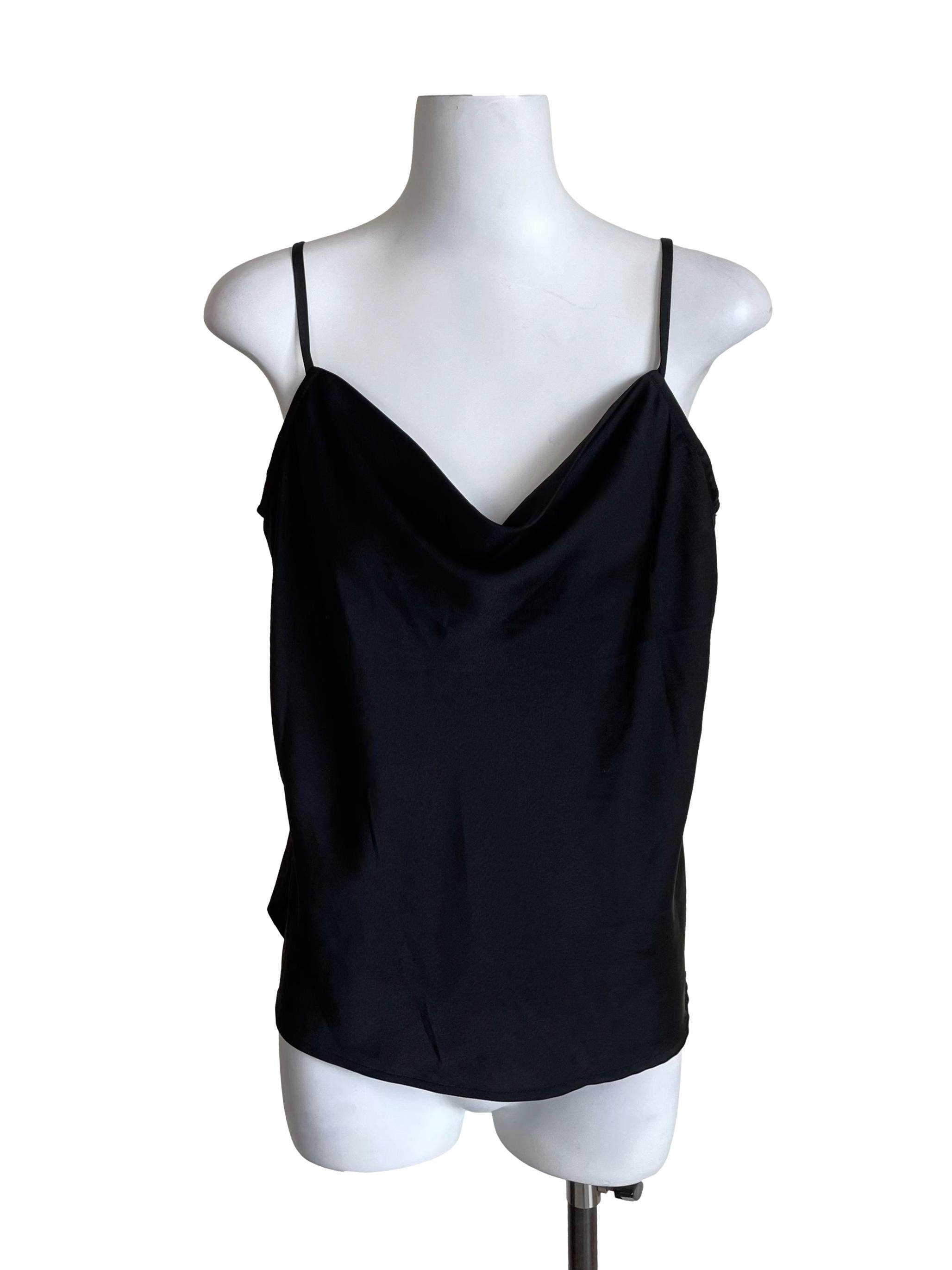 Black Satin Draped Camisole