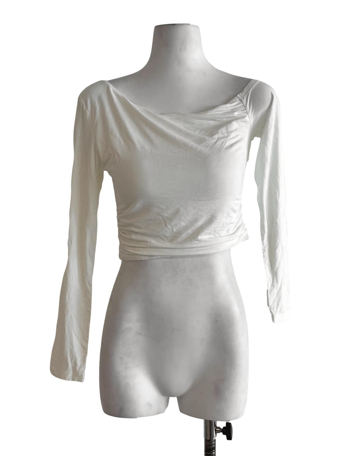 White Sabrina Neckline Blouse