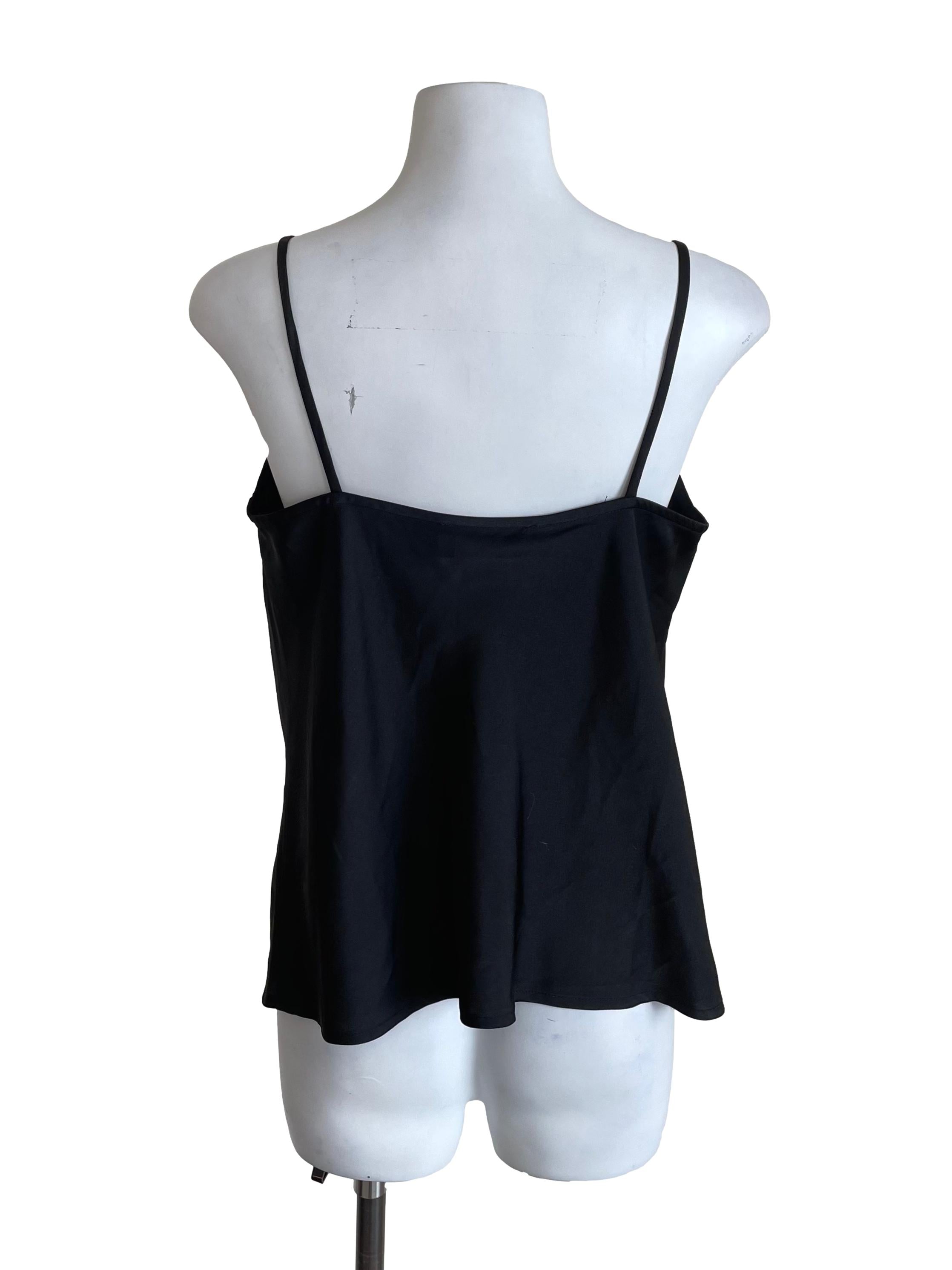 Black Satin Draped Camisole