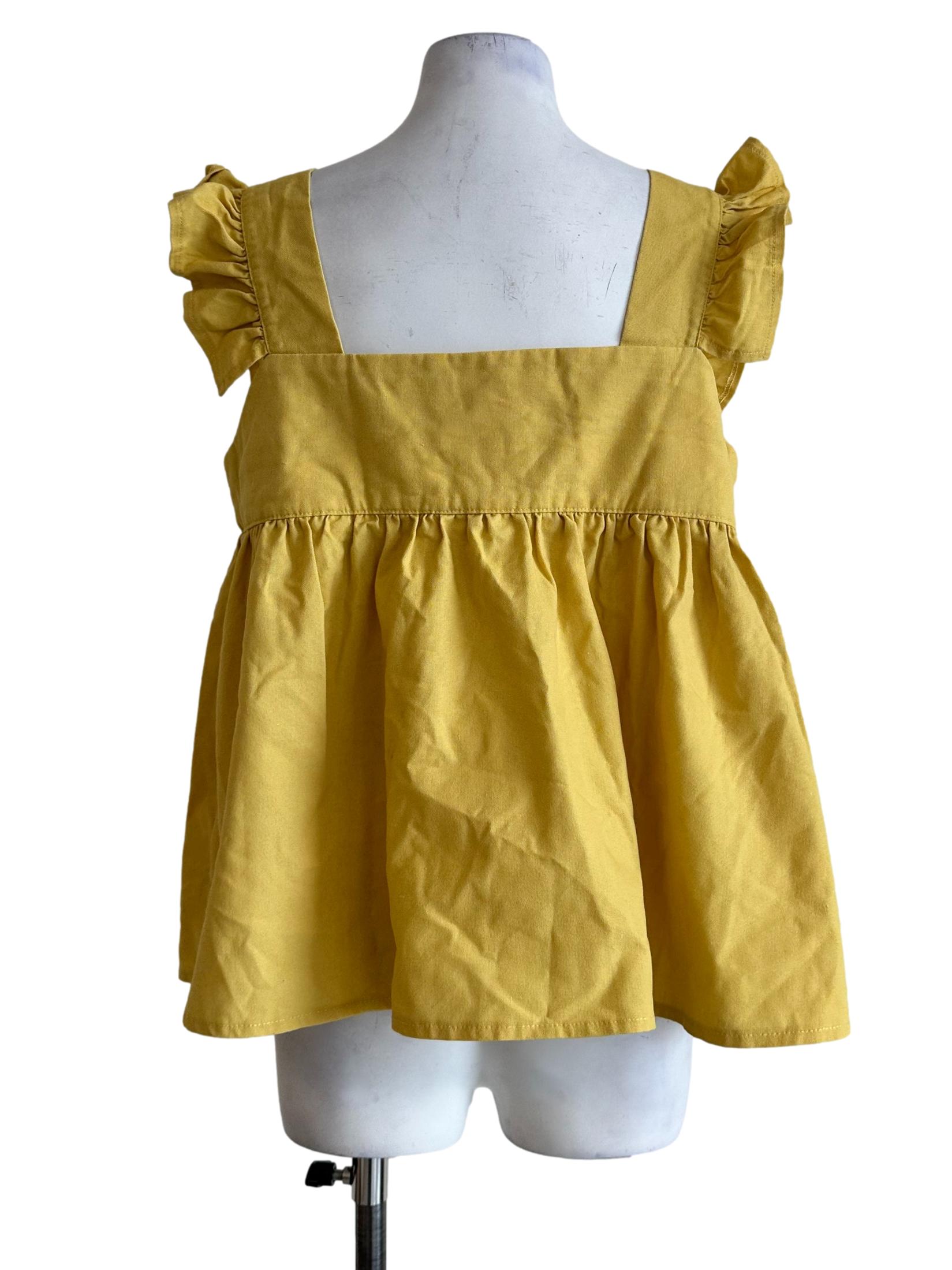 Butter Yellow Ruffles Sleevless Top