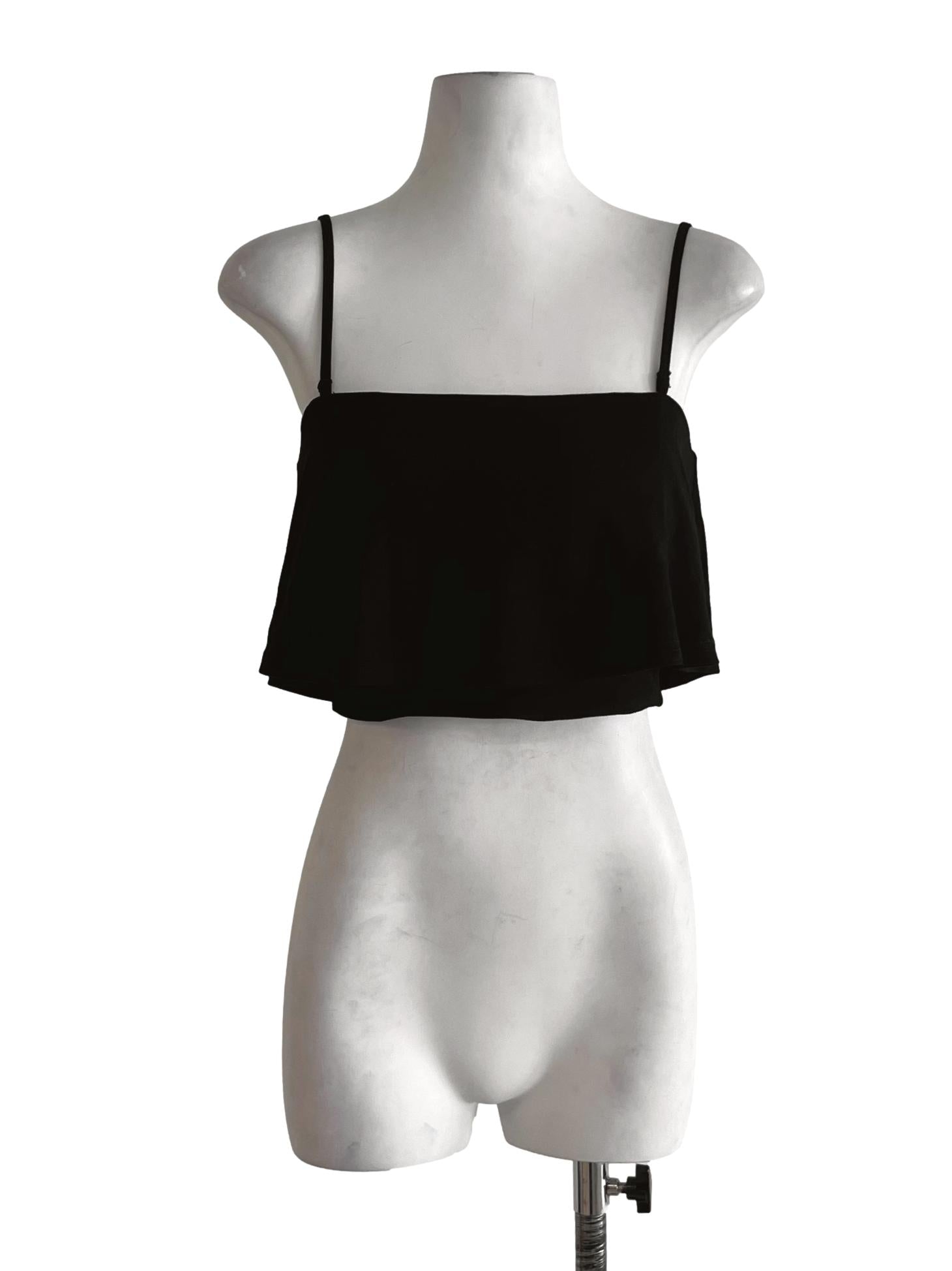 Black Spaghetti Strap Cropped Top