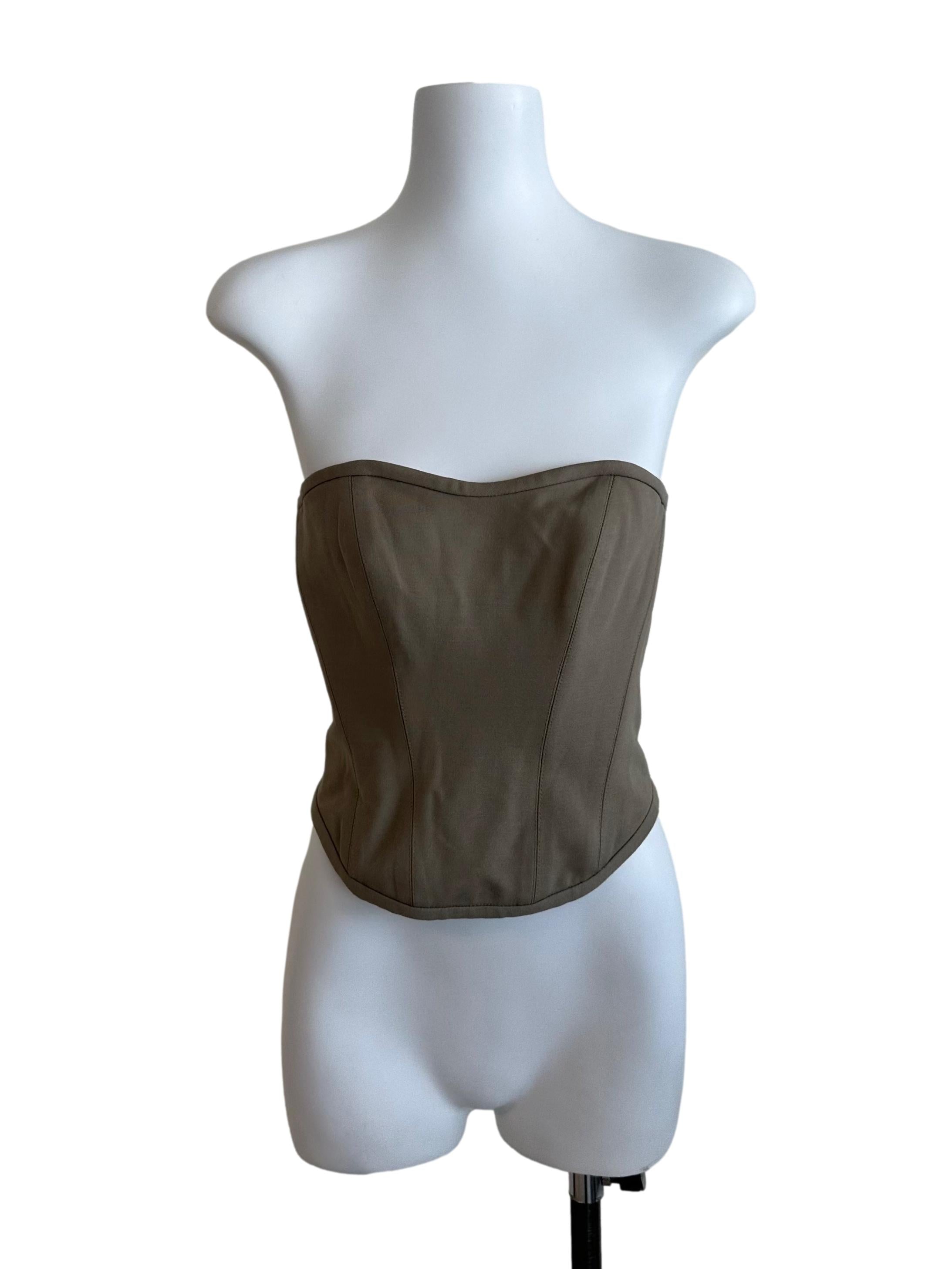 Moss Green Panel Corset Tube Top