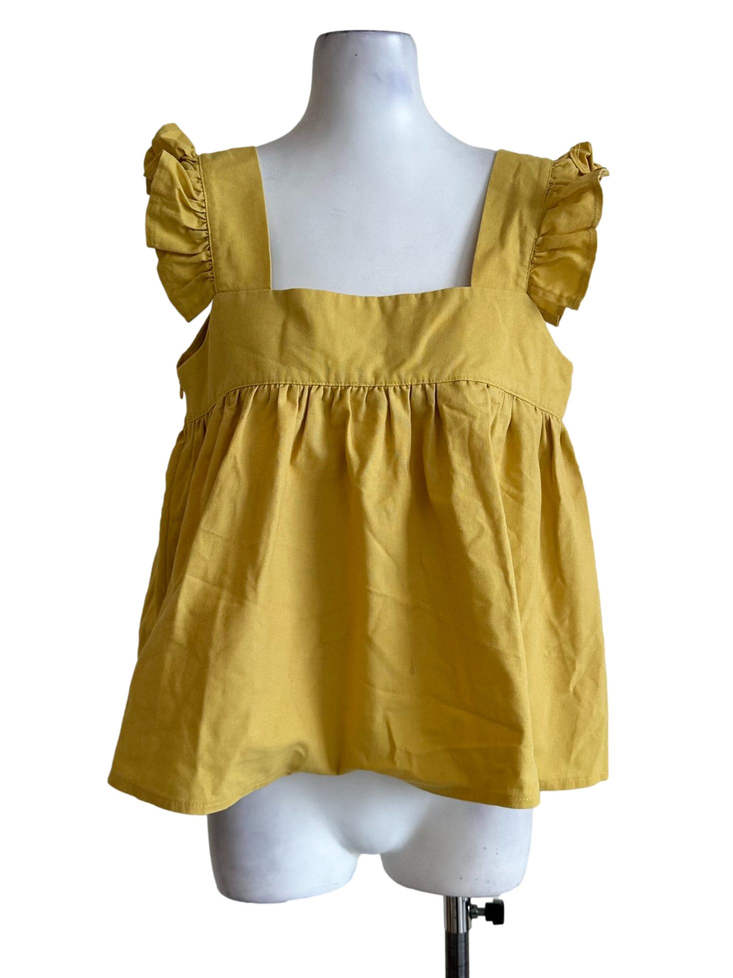 Butter Yellow Ruffles Sleevless Top