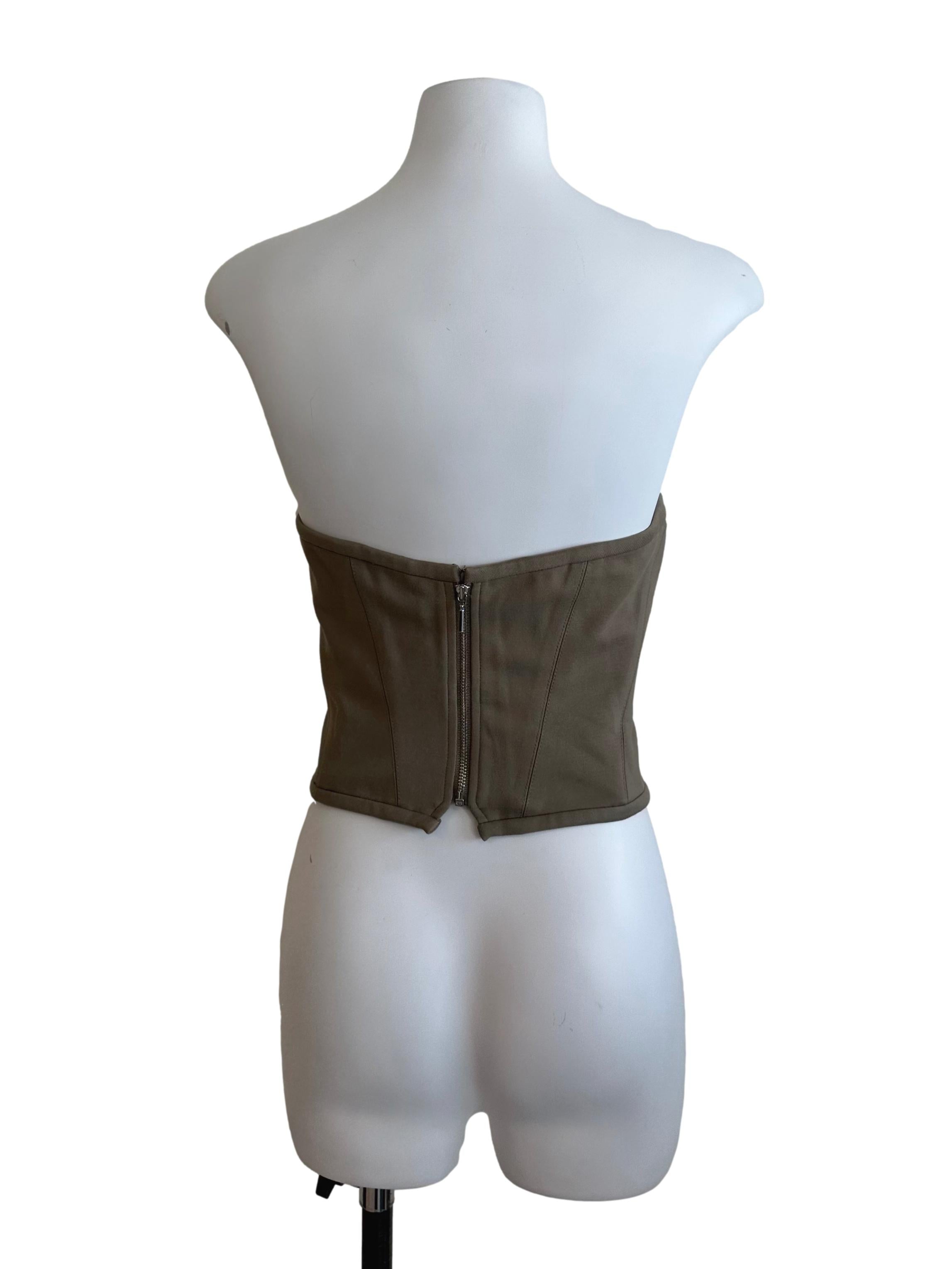 Moss Green Panel Corset Tube Top