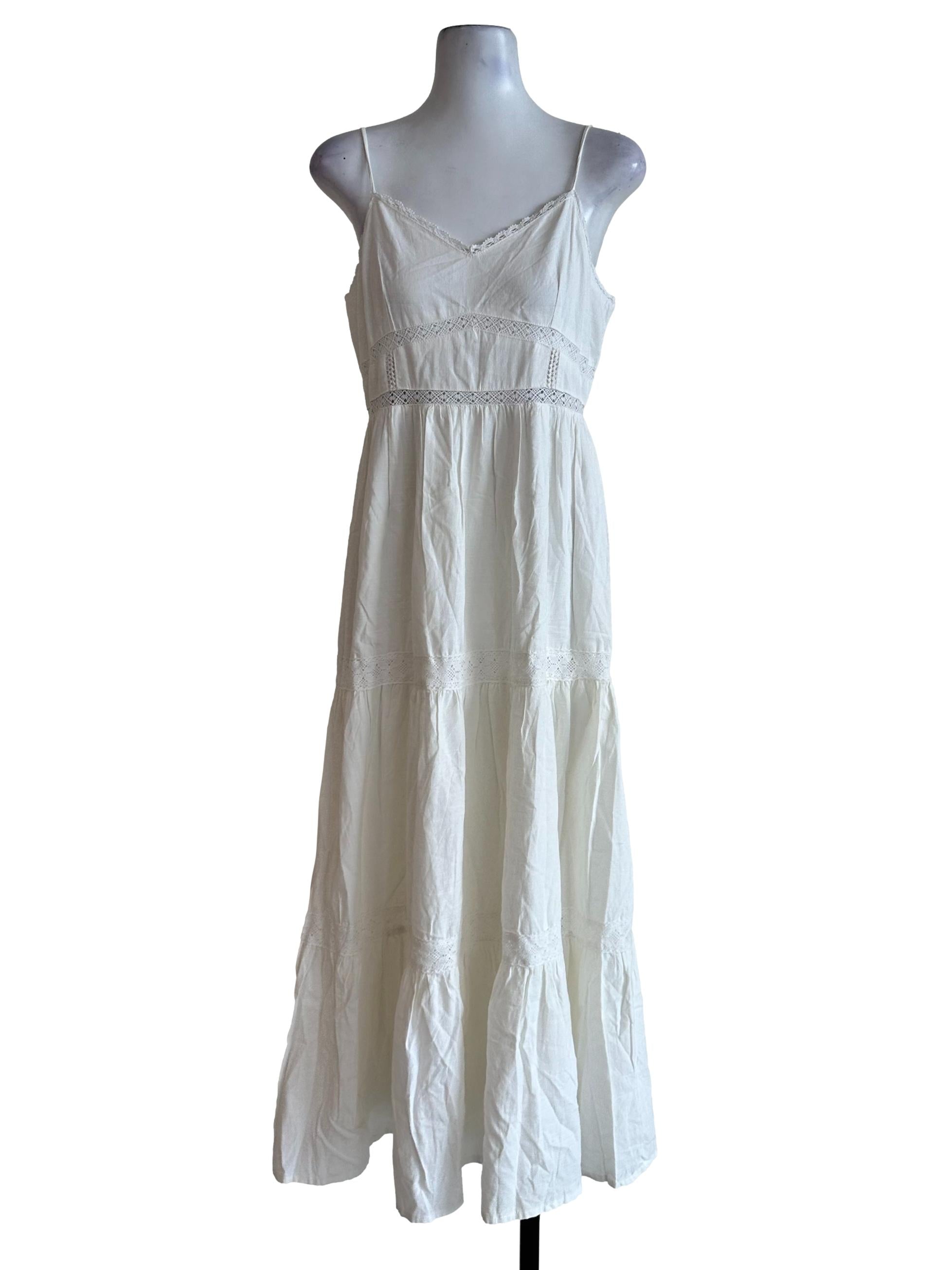 Porcelain White Embroidery Maxi Dress