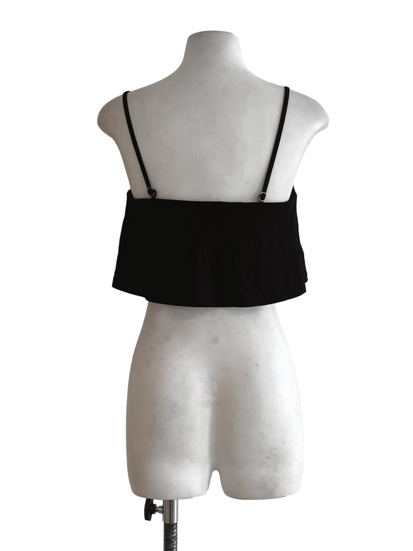 Black Spaghetti Strap Cropped Top