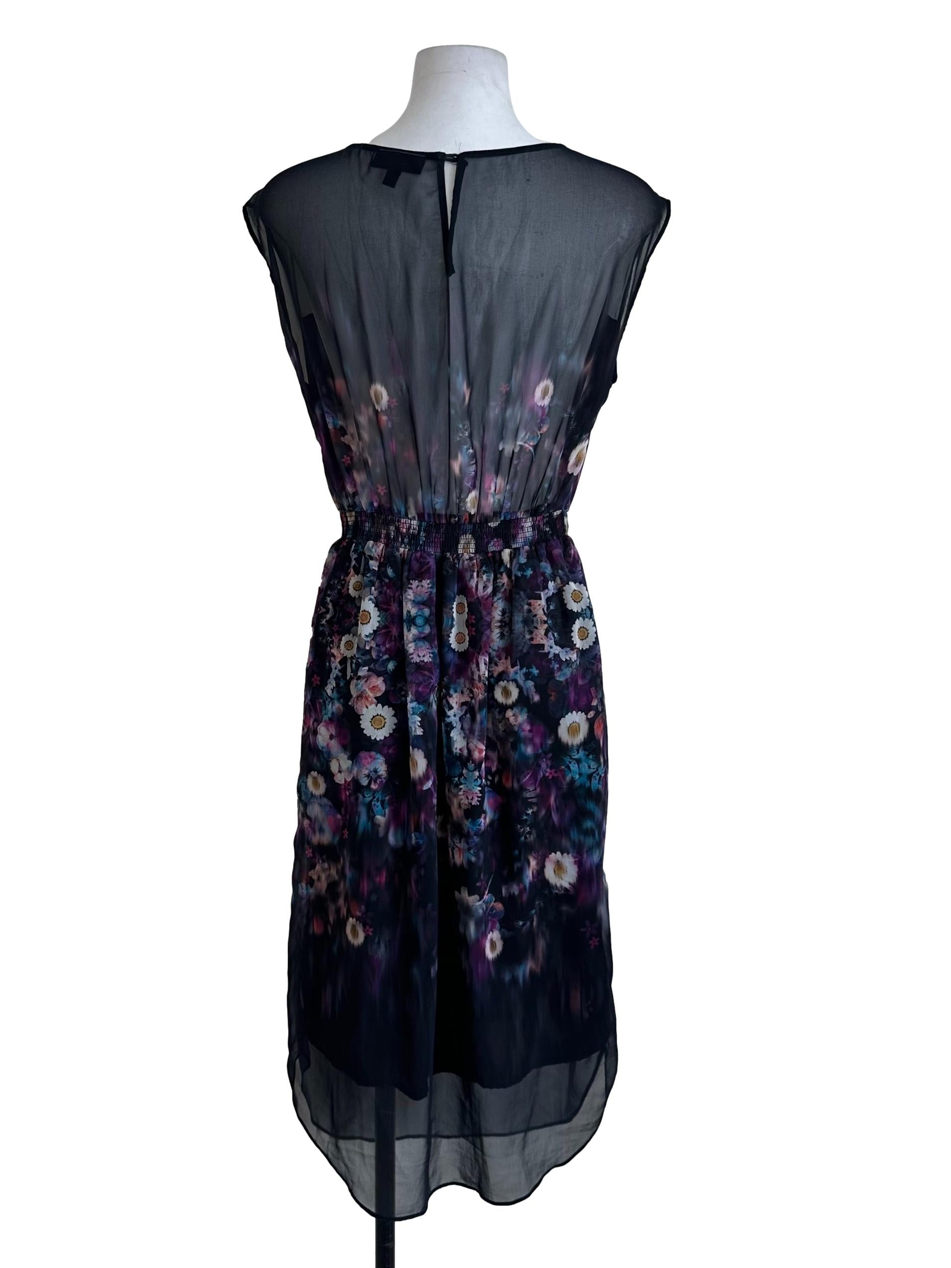 Onyx Black Pattern Chiffon Dress
