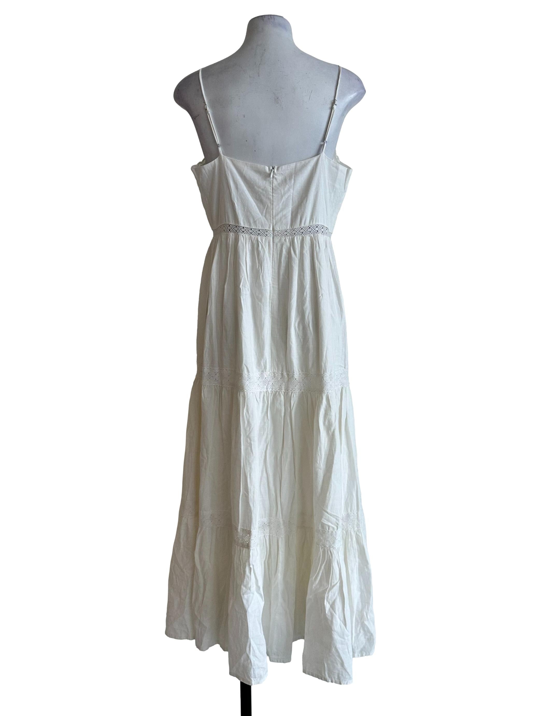 Porcelain White Embroidery Maxi Dress