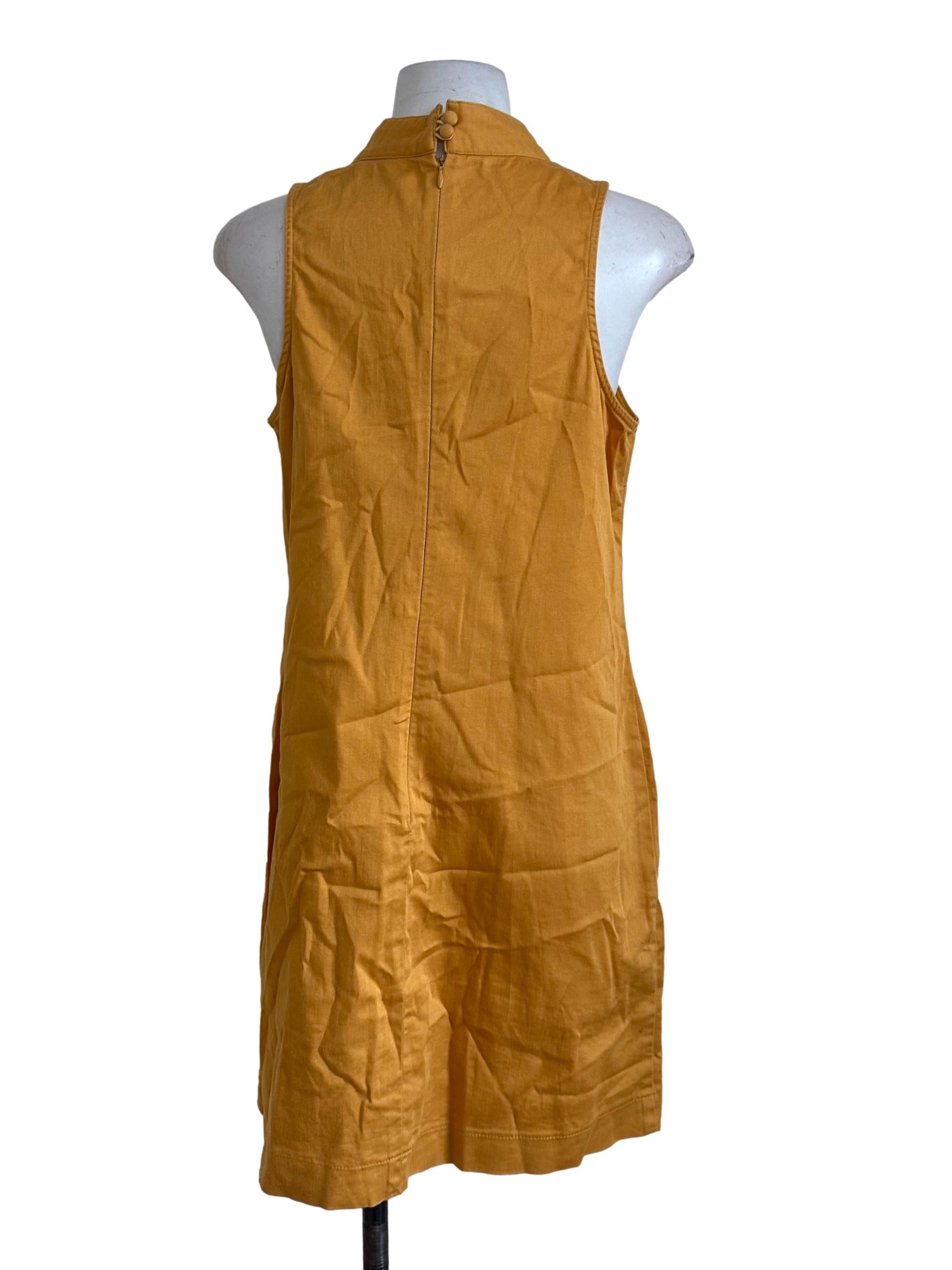 Mustard Yellow High Neck Pocket Dress