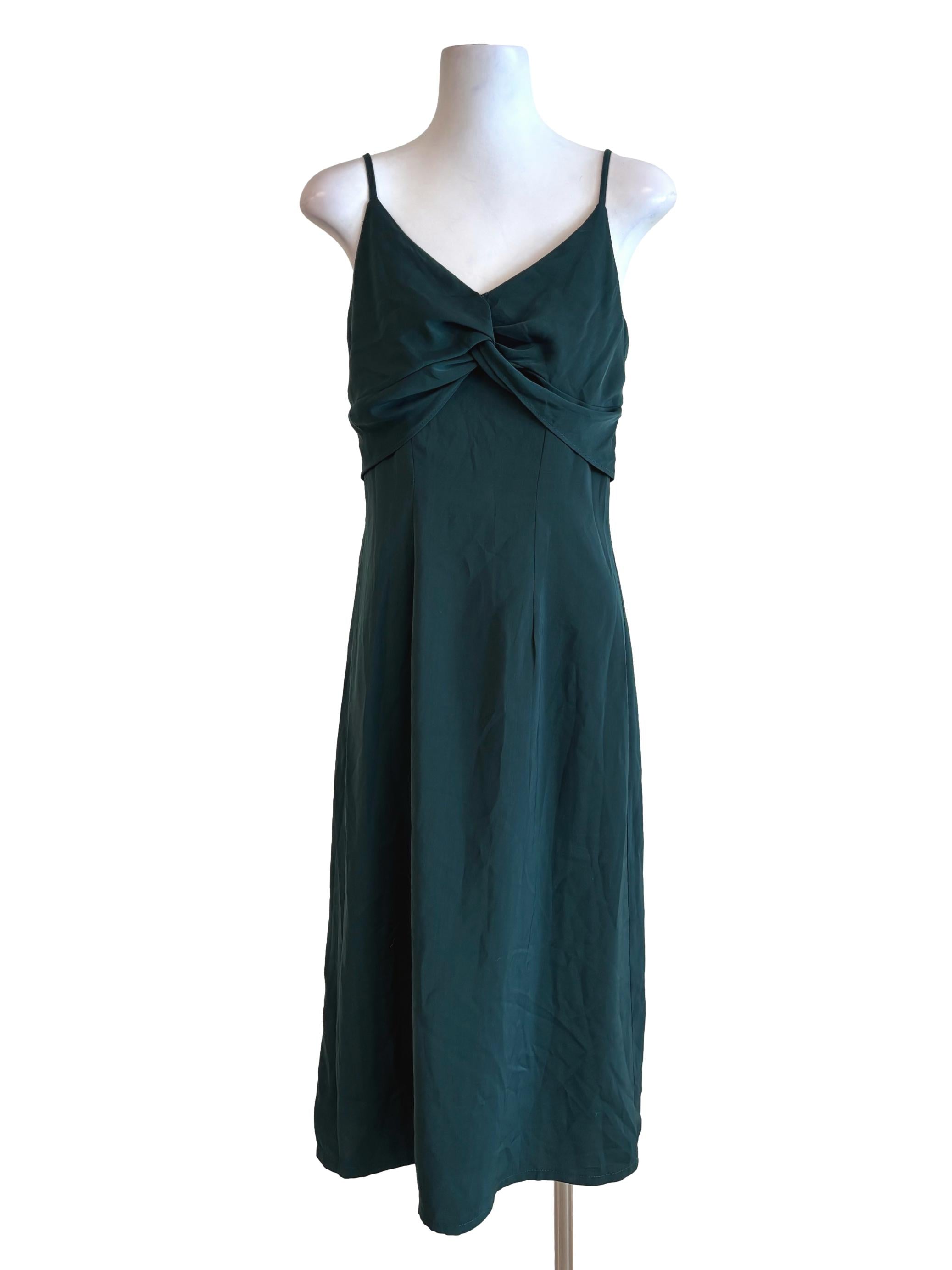 Pine Green Plain Camisole Dress