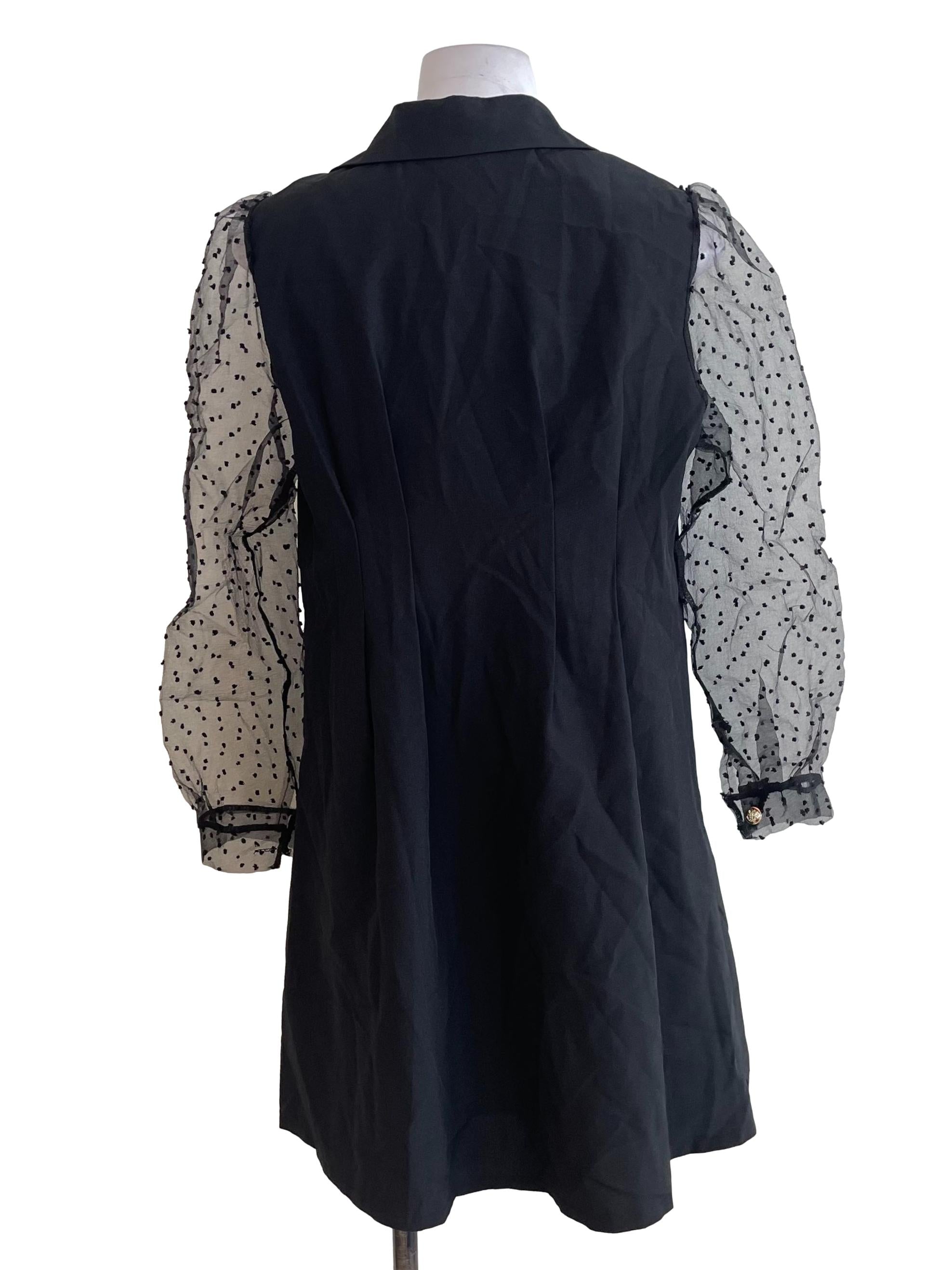 Black Mesh Sleeves Suit Dress