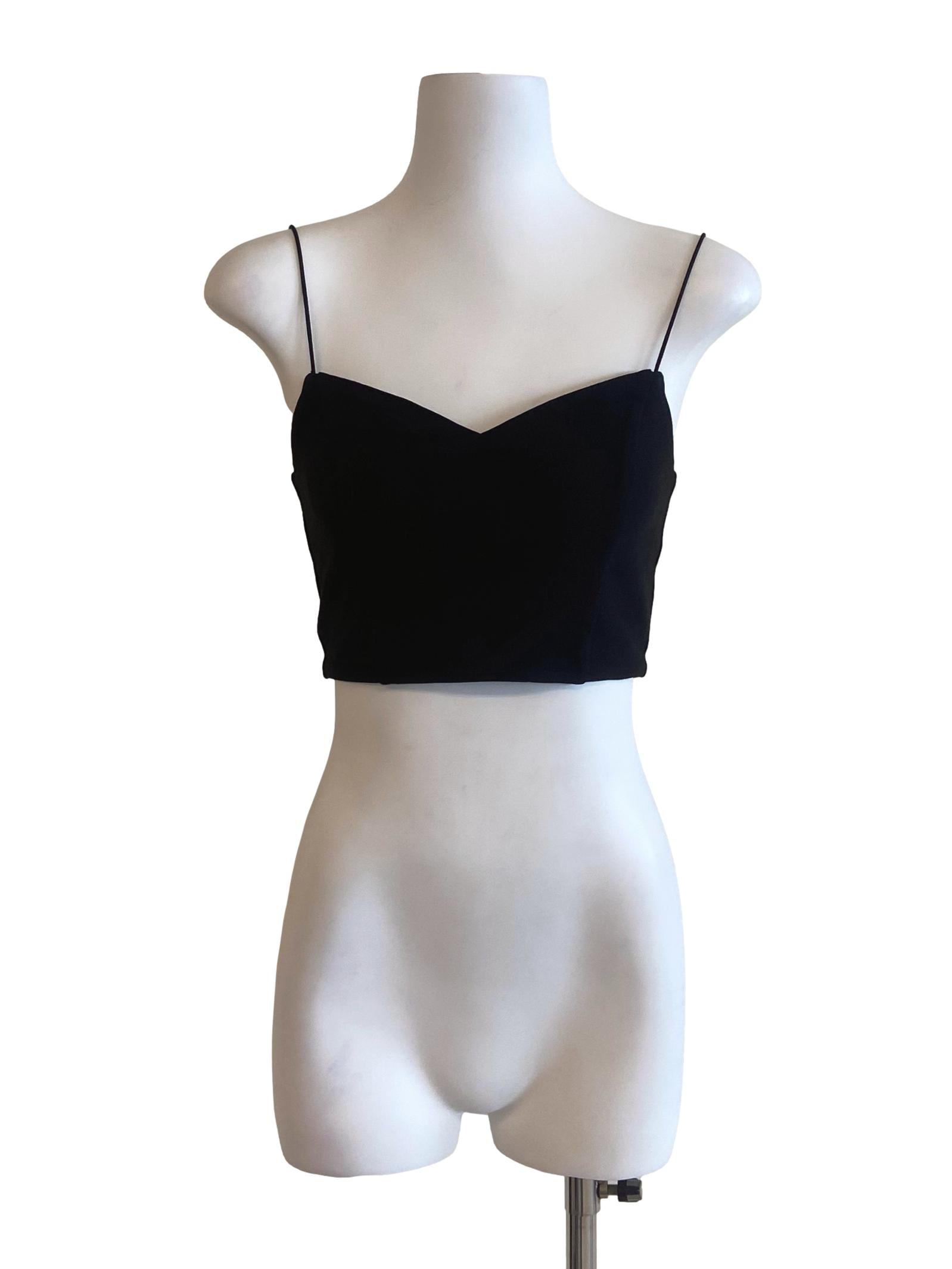 Black Spaghetti Straps Crop Top